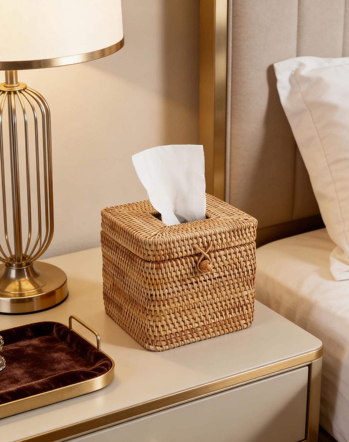 Rattan Tissue Box Cover / Origin / Natural / 5.9 x 5.9 x 5.9