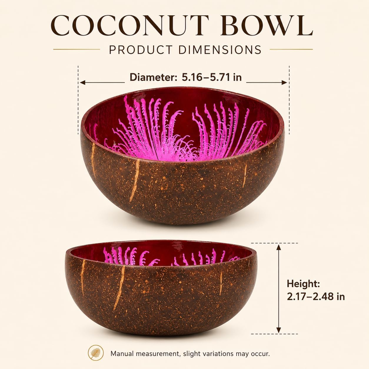 Natural Coconut Bowl Mother of Pearl Inlaid Shell Bowls Key Bowl for Entryway Table / Feather Pink