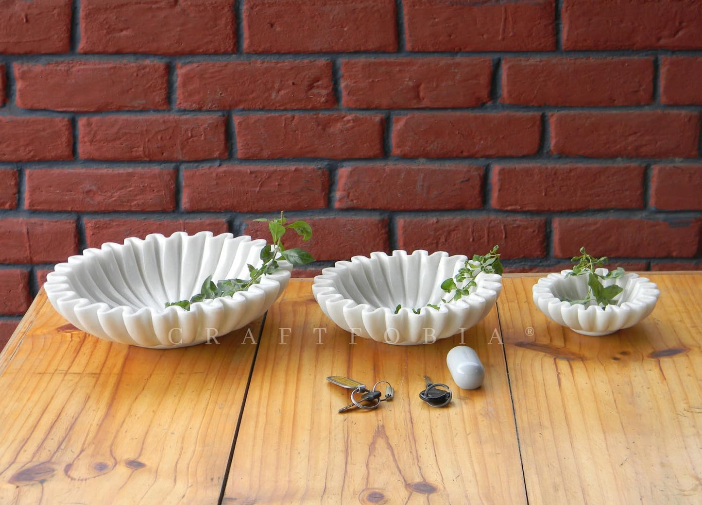 HandCrafted Marble Bowl/Antique Scallop Bowls/Fruit holder/Vintage Ring Dish gift/Marbles / 7 Inches