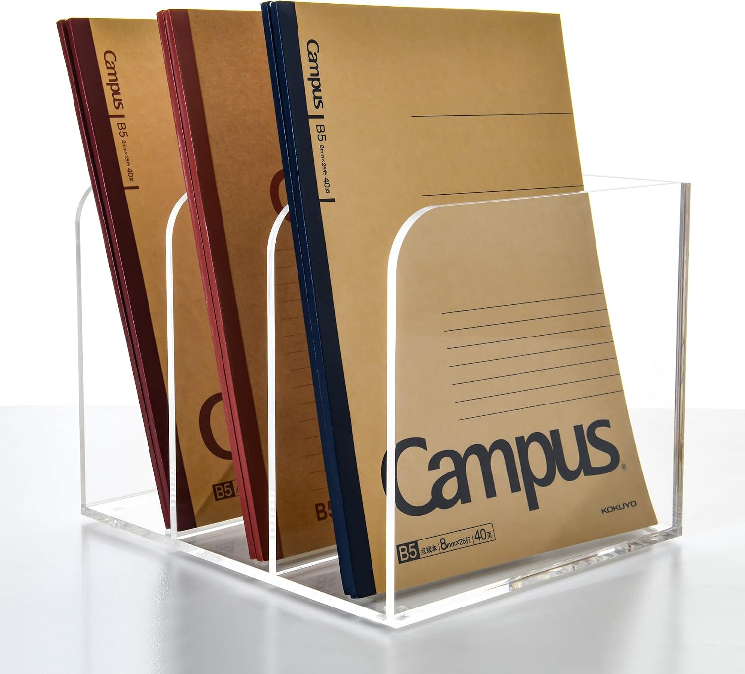 3 Vertical Compartments Clear Acrylic Magazine & File Holder – Multipurpose Desk Organizer for Documents, Tablets