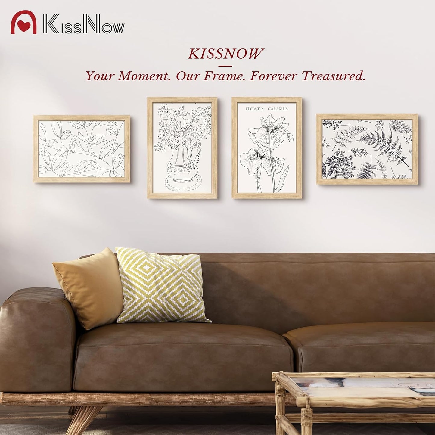 12x18 Poster Frame 4 Pack, Oak Solid Wood, Gallery Wall Decor | Wall Hanging, Thick & Wide Border, Clear Plexiglass
