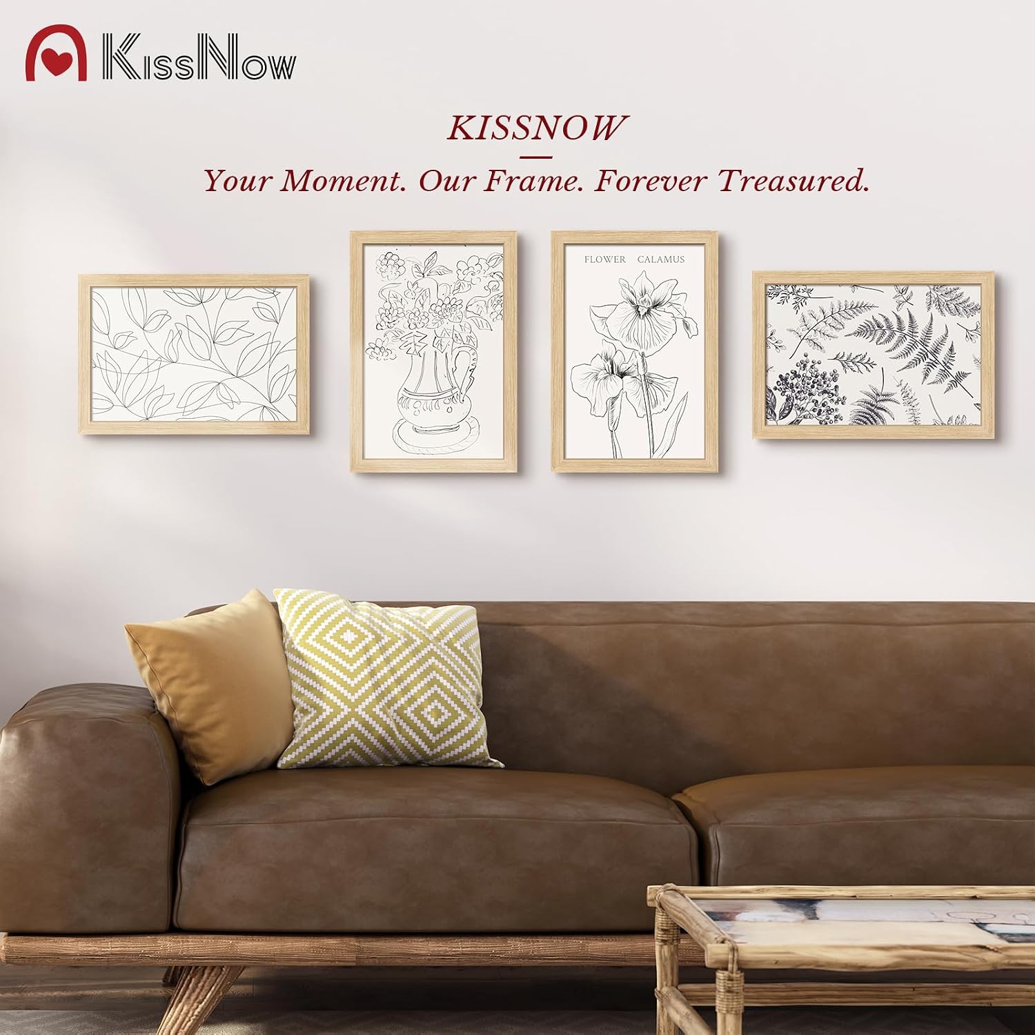 12x18 Poster Frame 4 Pack, Oak Solid Wood, Gallery Wall Decor | Wall Hanging, Thick & Wide Border, Clear Plexiglass