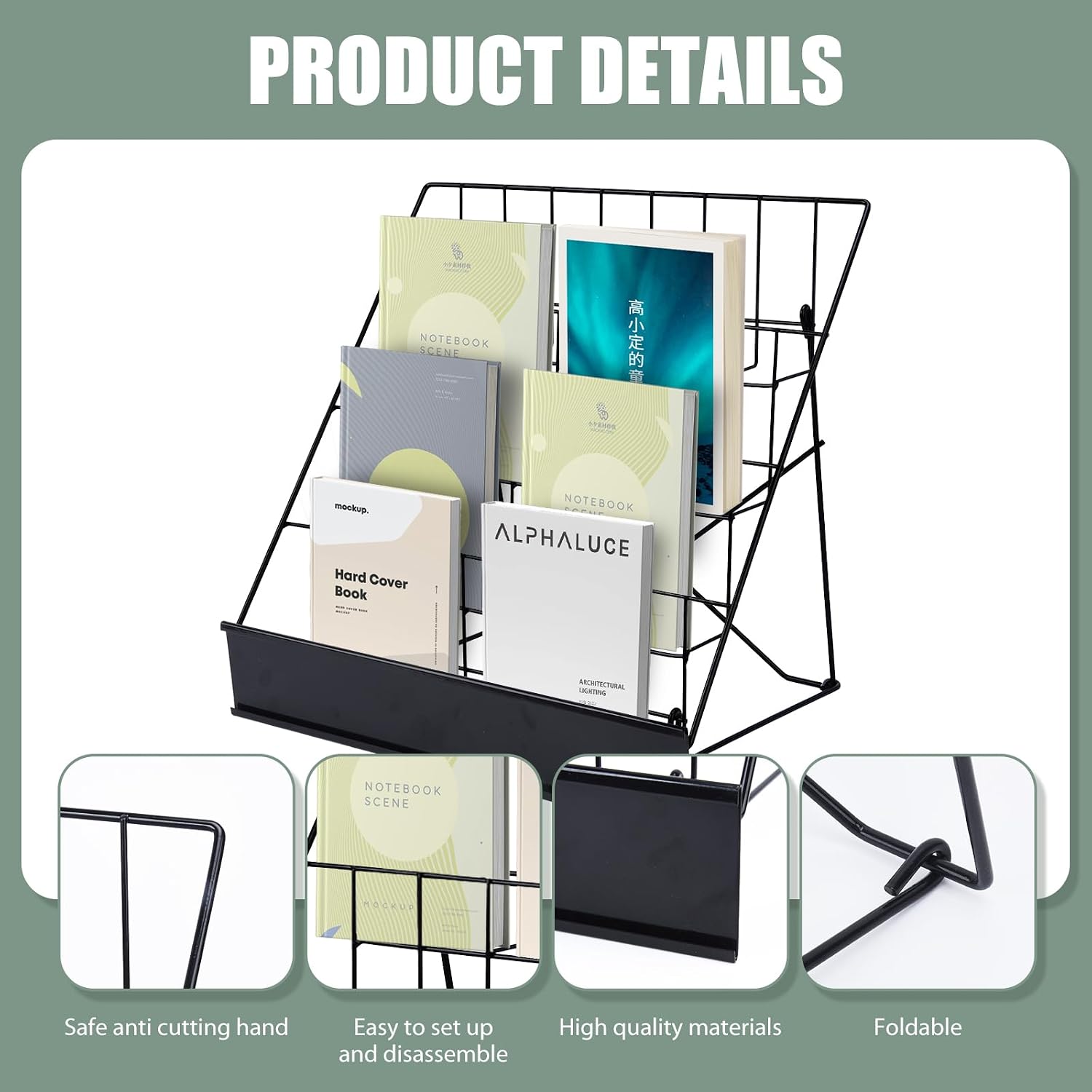Book Signing Rack,Library Classroom Picture Literature Brochure 4 Tiered | Tabletop Magazine Display Racks,Comic Book