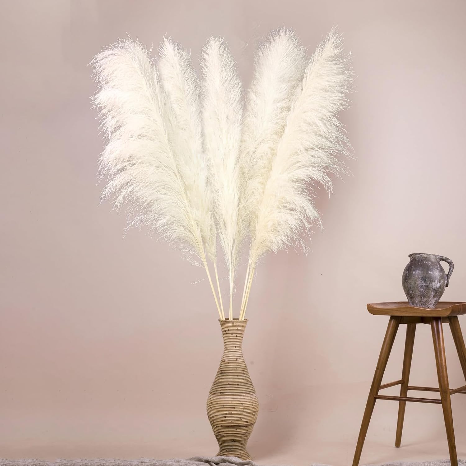 Tall Pampas Grass for Floor Vases / White-40 / Set of 10
