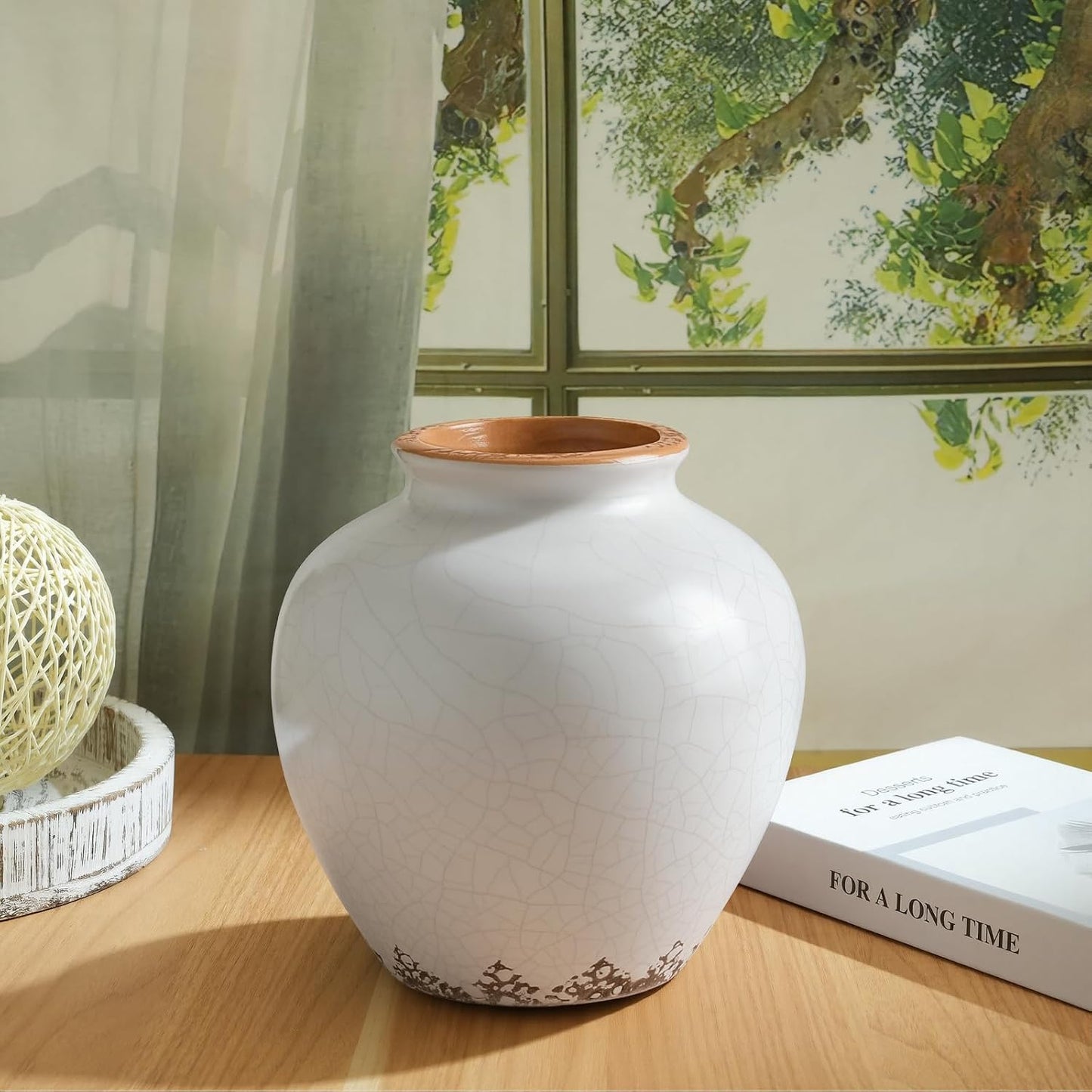 Ceramic Flower Vase Home Decor / 6.2"-beige / 6.2 Inch
