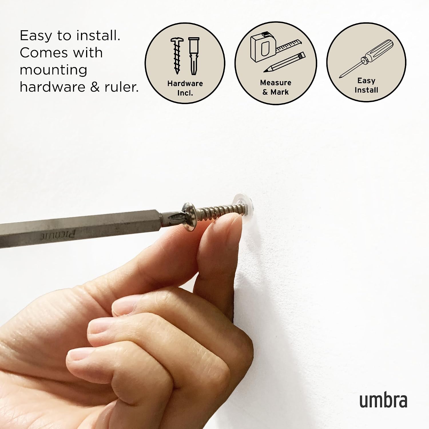 Umbra Flip Coat Rack, Wall Mounted 5-Hook Space Saving, Walnut/Black | Real wood and steel build, retractable hooks