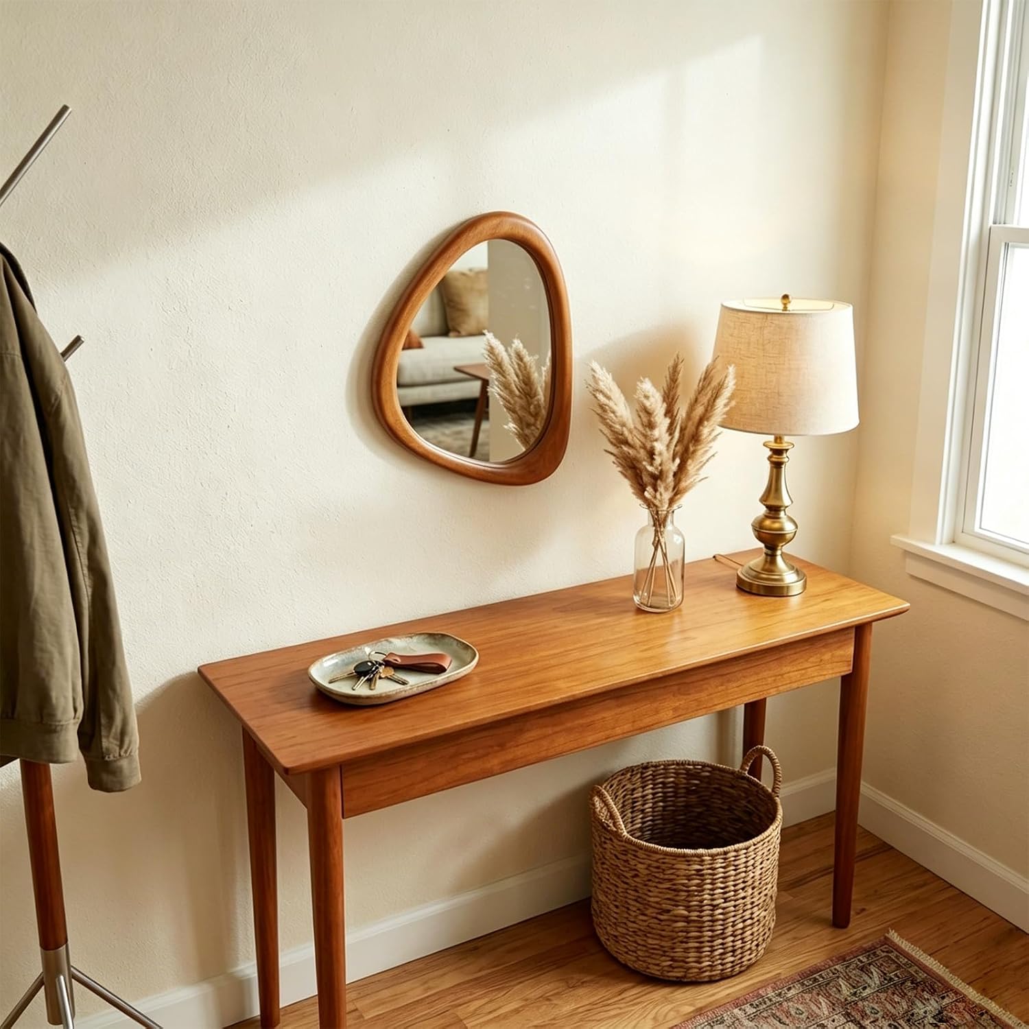 15 * Asymmetrical Wood Mirrors / Red Walnut / 15"L x 10"W / 10 Inch