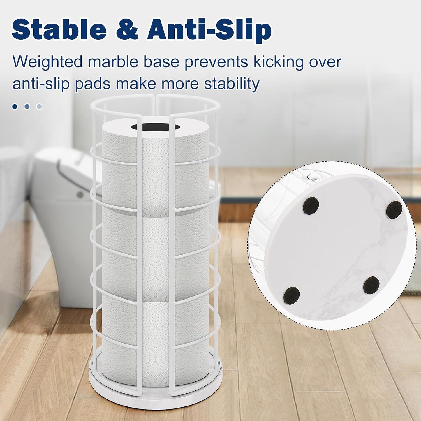 NearMoon Toilet Paper Organizer Stand, Free Standing 3 Rolls Tissue Storage, Metal Bathroom Accessory, Rustproof Toilet