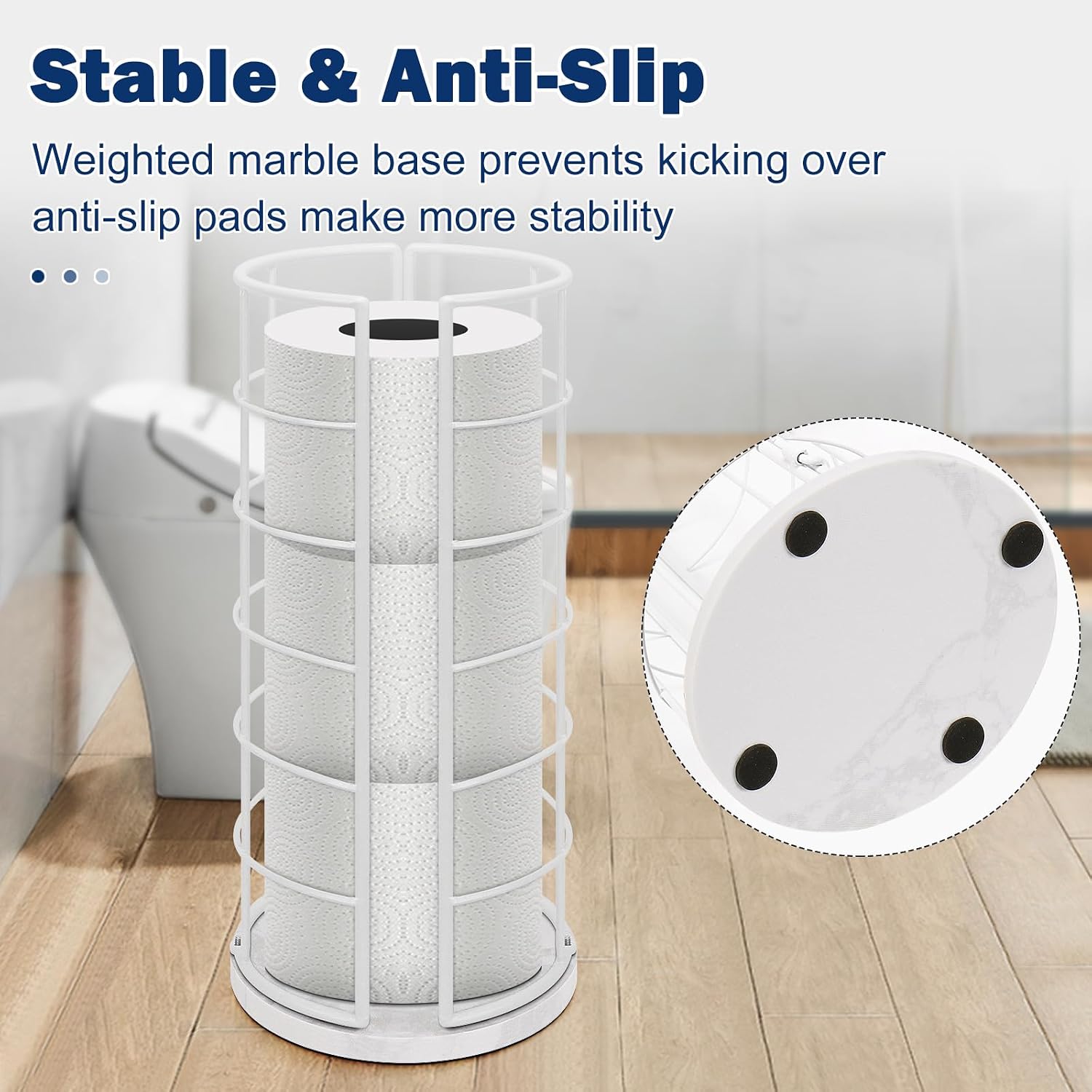 NearMoon Toilet Paper Organizer Stand, Free Standing 3 Rolls Tissue Storage, Metal Bathroom Accessory, Rustproof Toilet