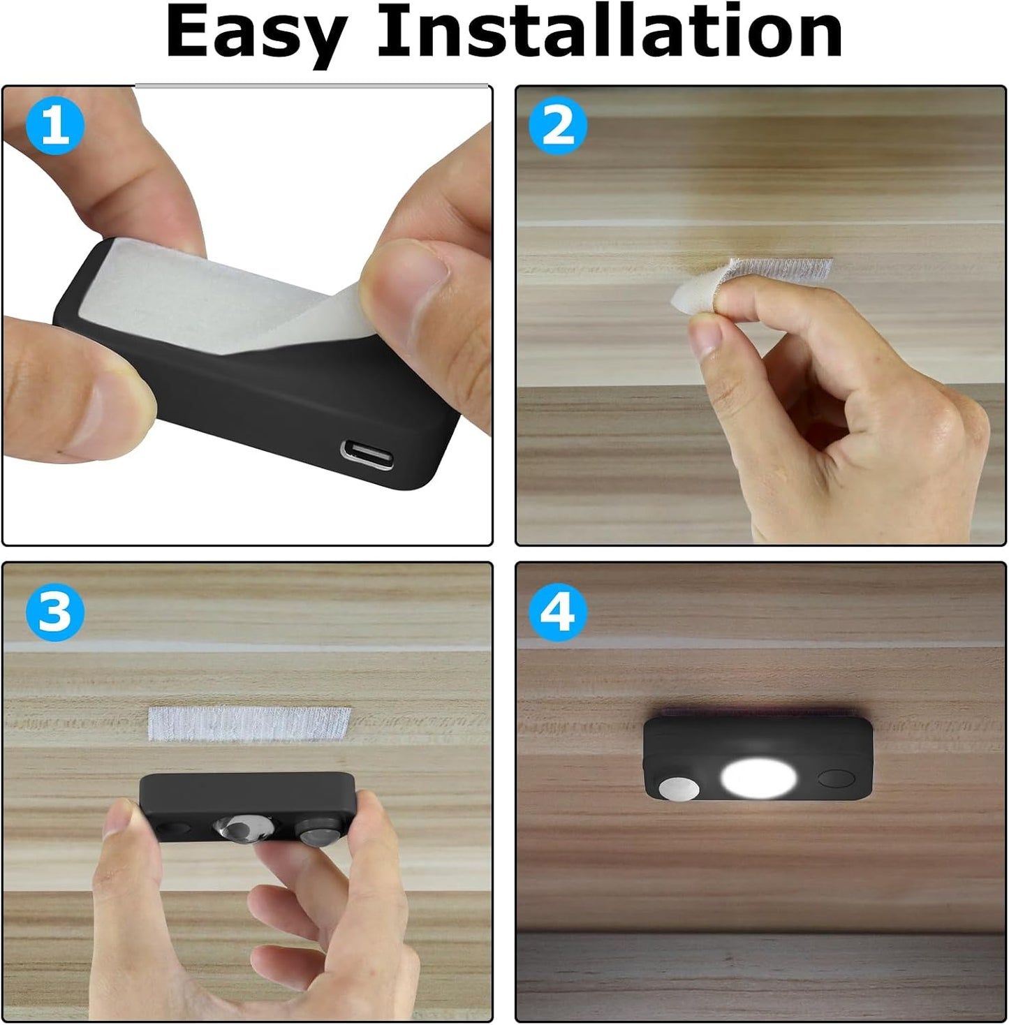 NIEGNOWOO LED Motion Sensor Puck Lights, Rechargeable Cabinet Lights, Stick on Wireless LED Night Light for Closet