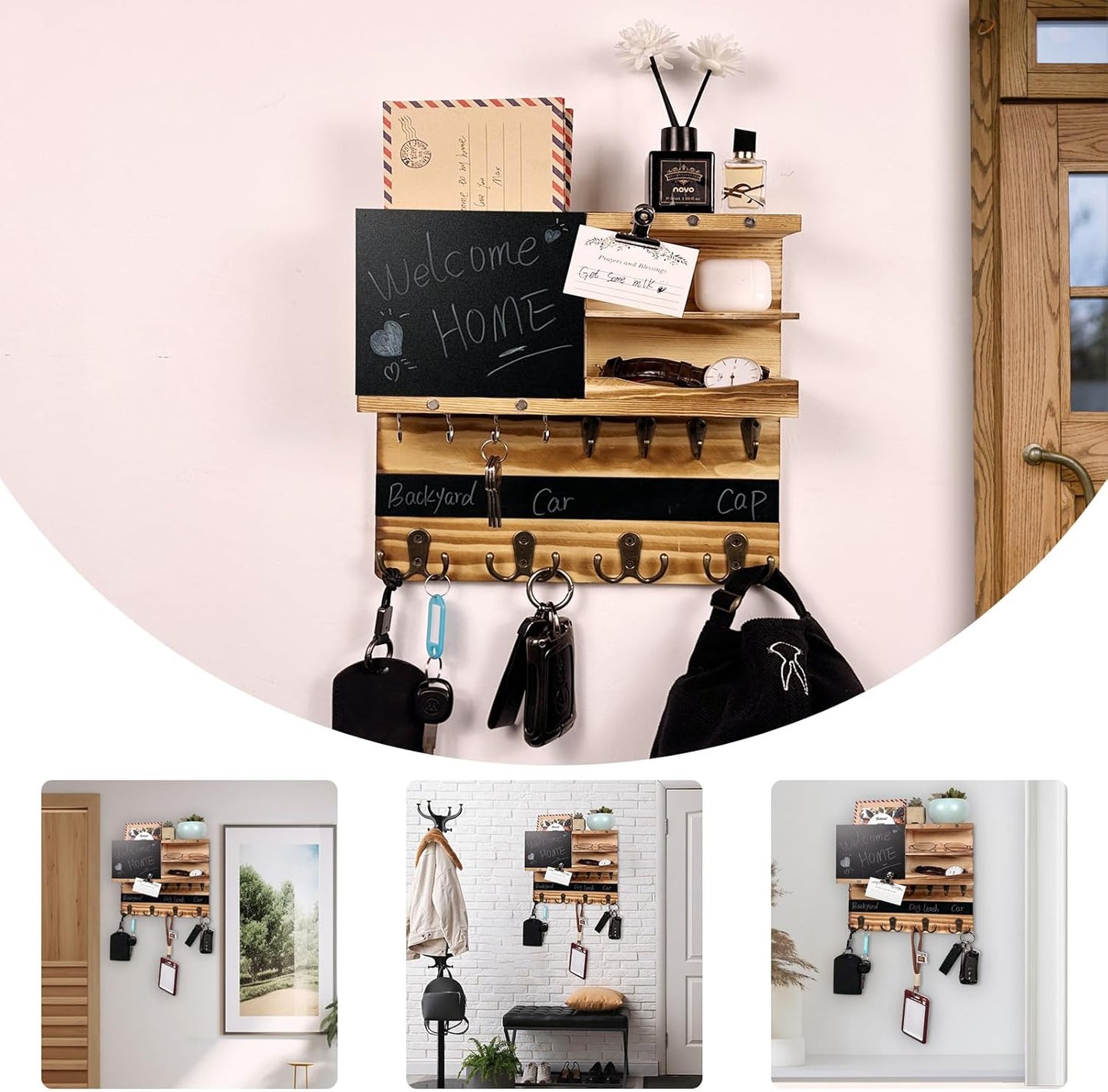 Key Holder / Hooks Small Key Shelf / Brown
