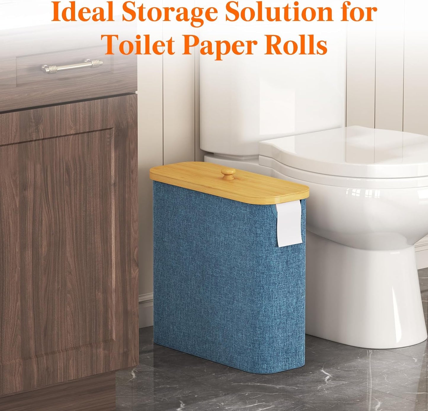 Lifewit Toilet Paper Storage Holder, Extra Large Stand Basket 30L Dark Blue | 12 to 16 Rolls, Extra Large Paper Stand
