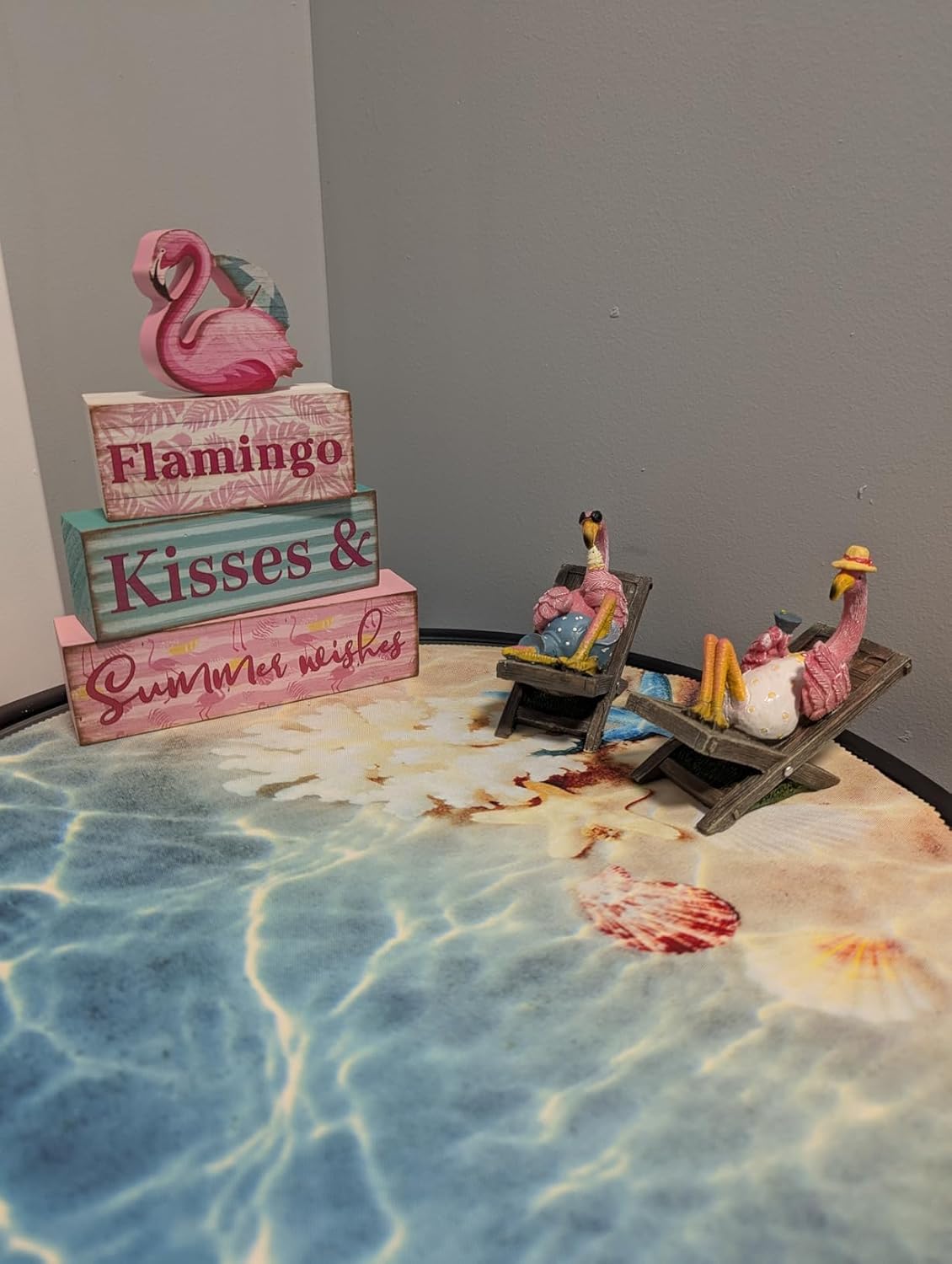 Flamingo Figurines Resin Flamingo Bird Sculpture / Pink / Set of 2