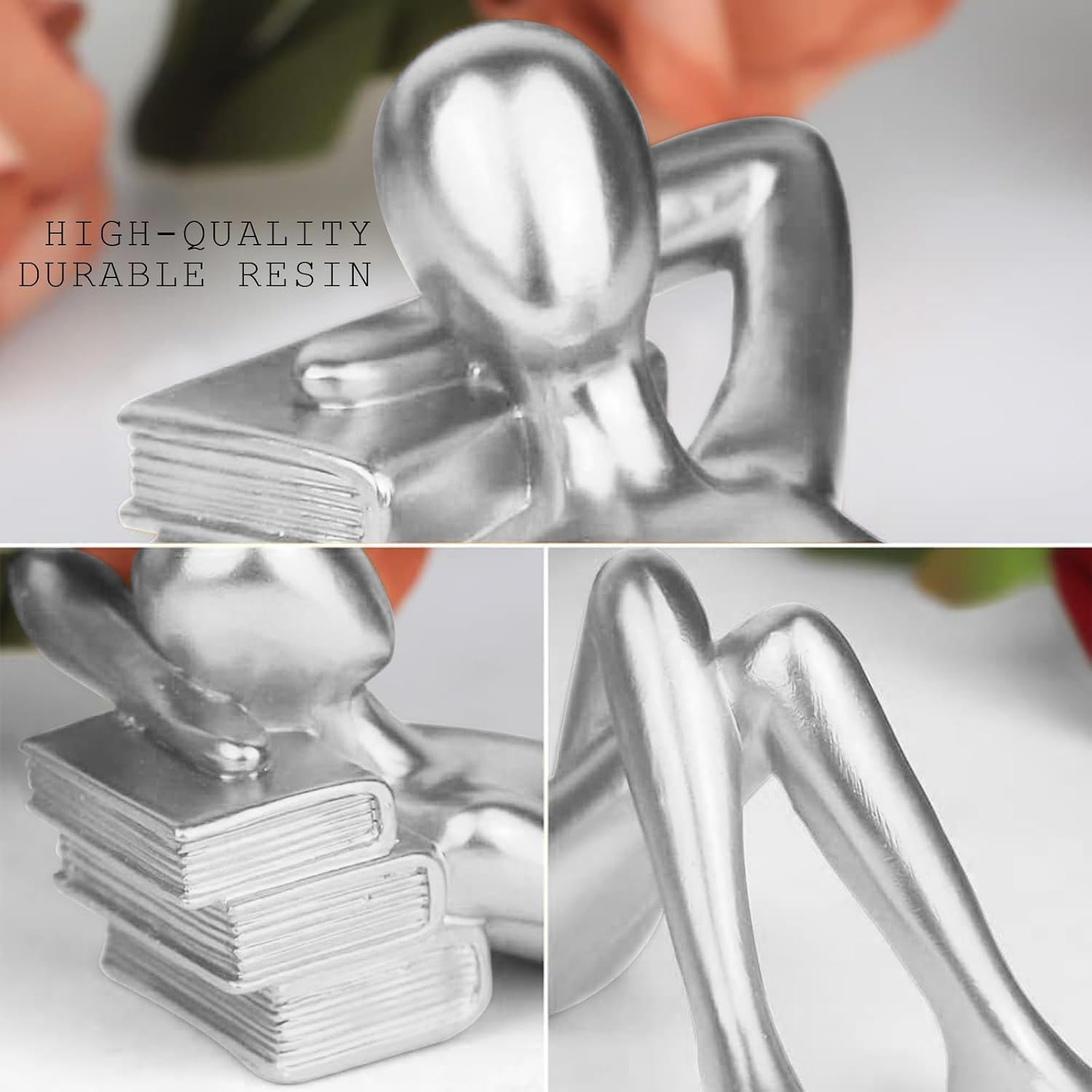 Home Decor Thinker Reading Women Statue / Silver