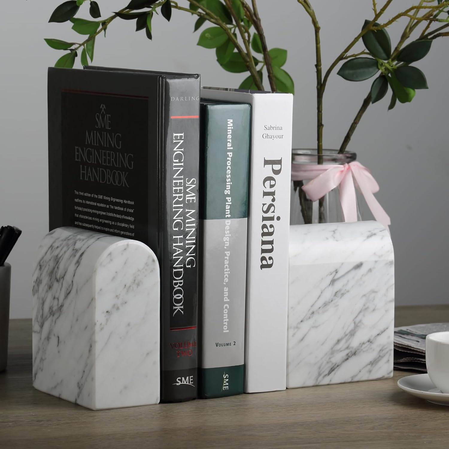 Book Ends for Heavy Books / White Marble-bianco Carrara