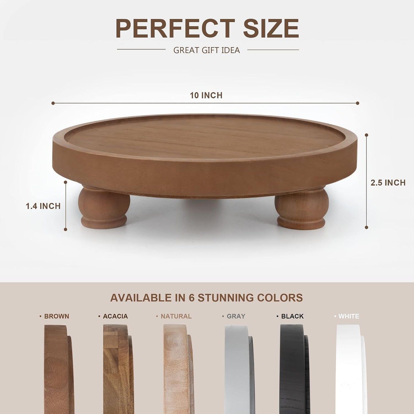 EOSAHR Wood Display Riser: Pedestal Stand for Rustic Kitchen Decor, Brown | 10" Round Display Stand, Soap & Candle