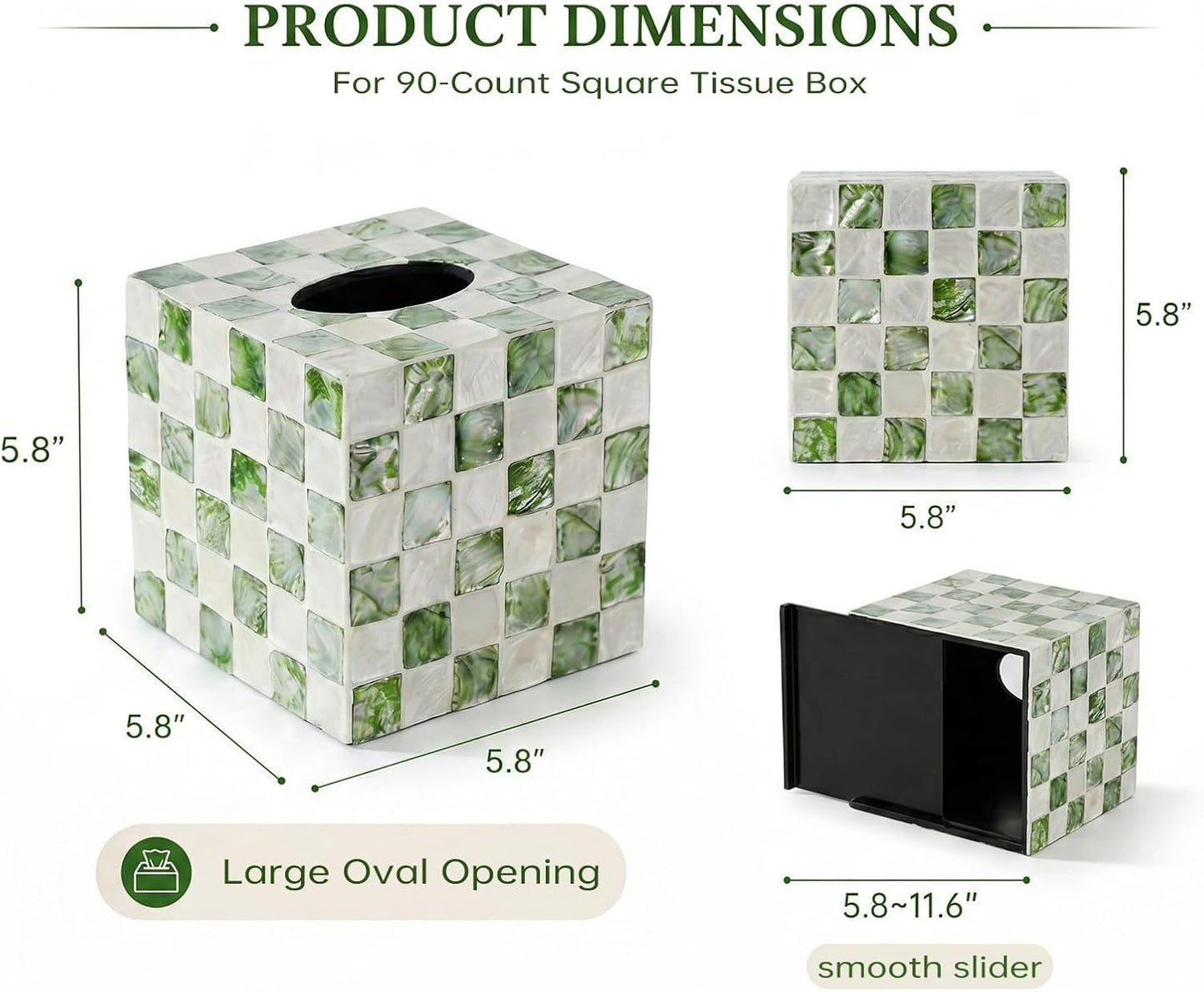 Capiz Tissue Box Cover / Green