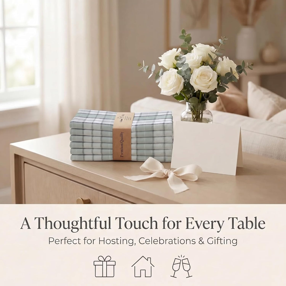 Urban Villa Cloth Napkins Cotton 20x20 (Set of 12) Majestic Checks