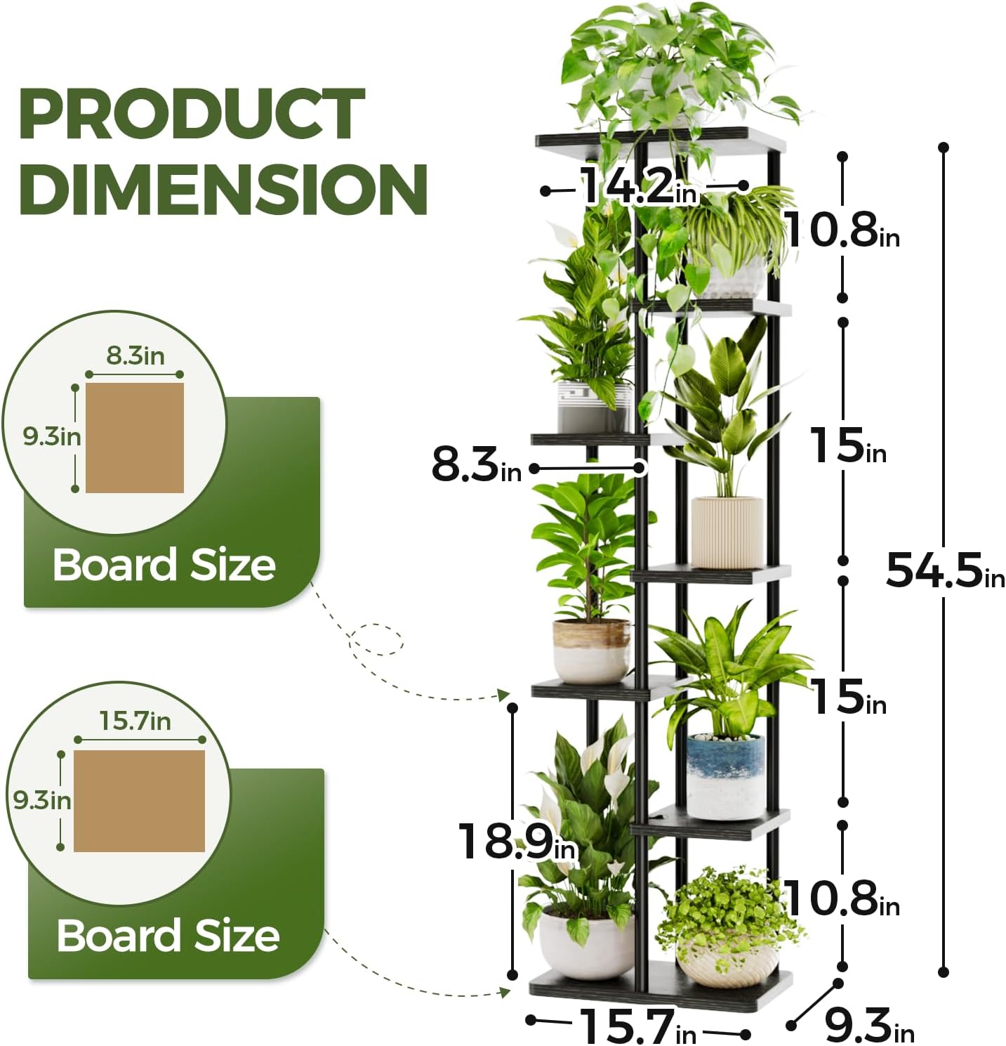 Bamworld Plant Stand 7 Tier Tall Corner Metal Shelf Black | Tiered shelf holds multiple plants while using vertical