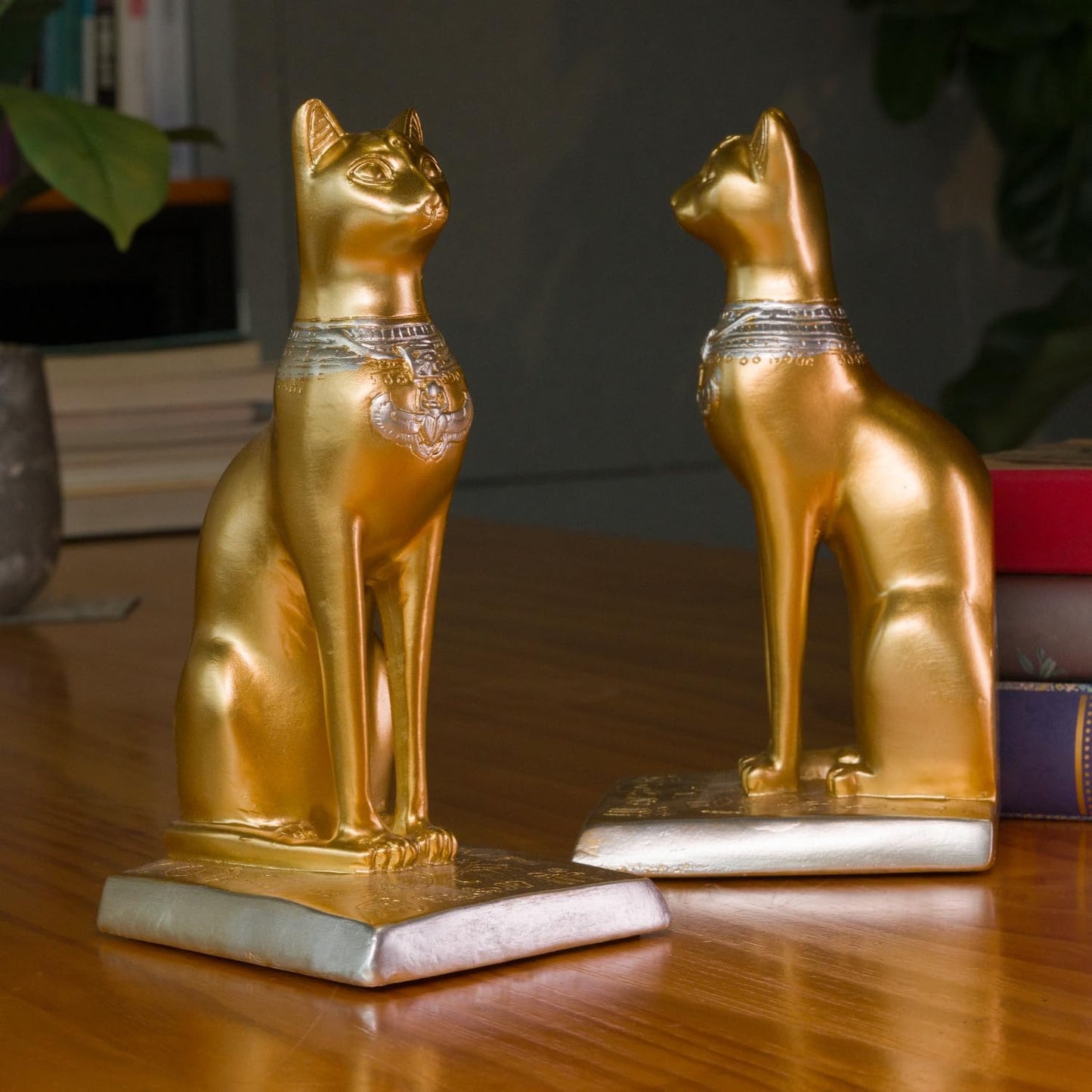 Vintage Antique Heavy Duty Egyptian Cat Hold Books Collectors / Gold