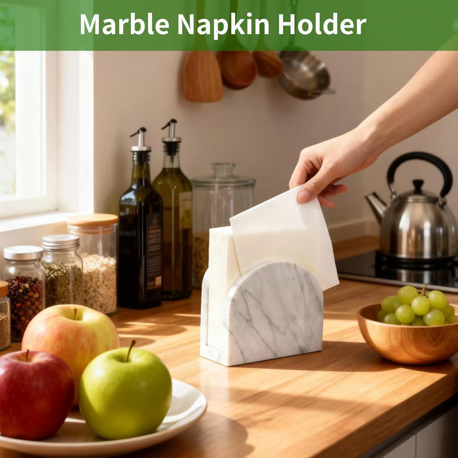 Marble Napkin Holder / White