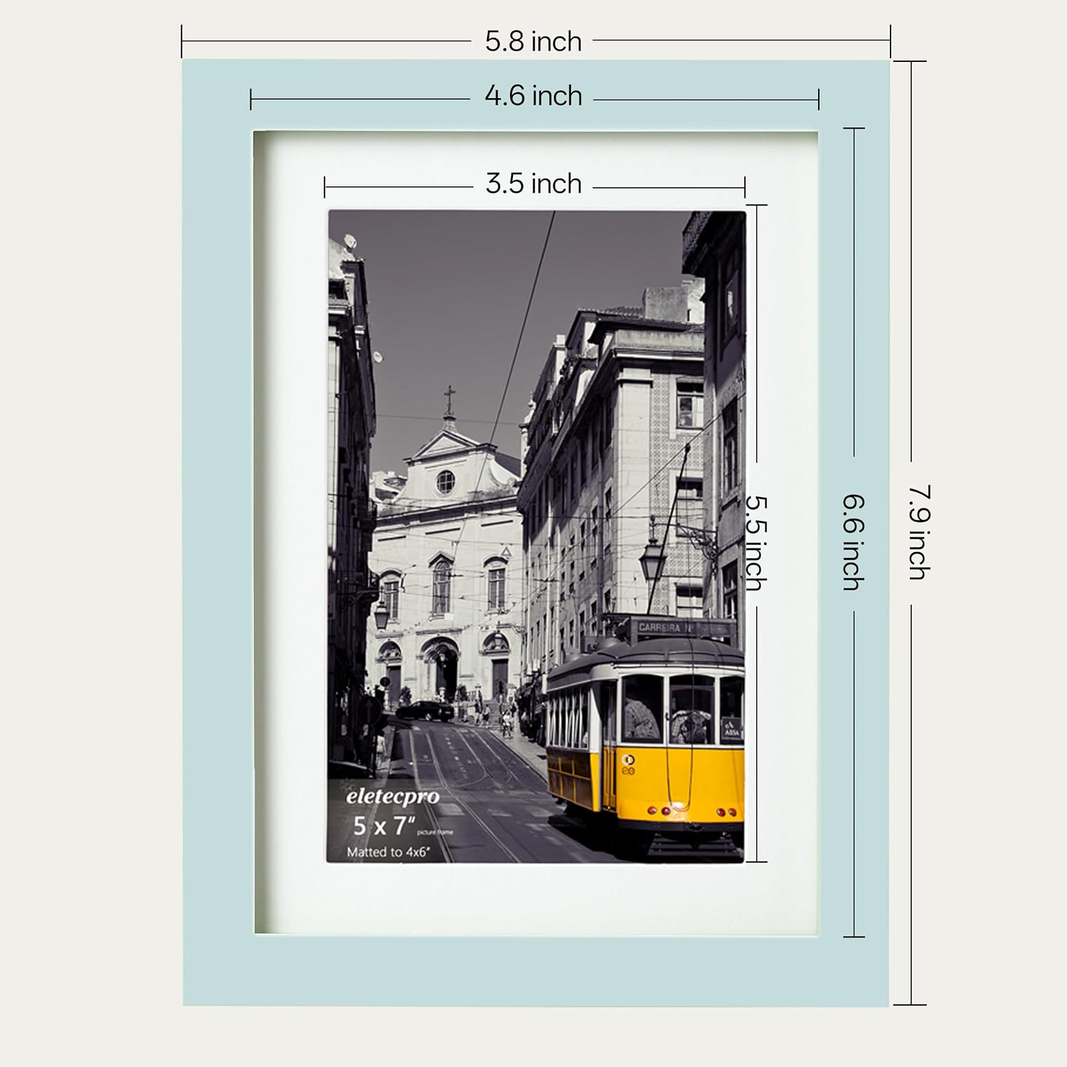 eletecpro 5x7 Picture Frames, Acrylic Cover, Sky Blue, Set of 10 | Display Photo 4x6 with Mat or 5x7 without