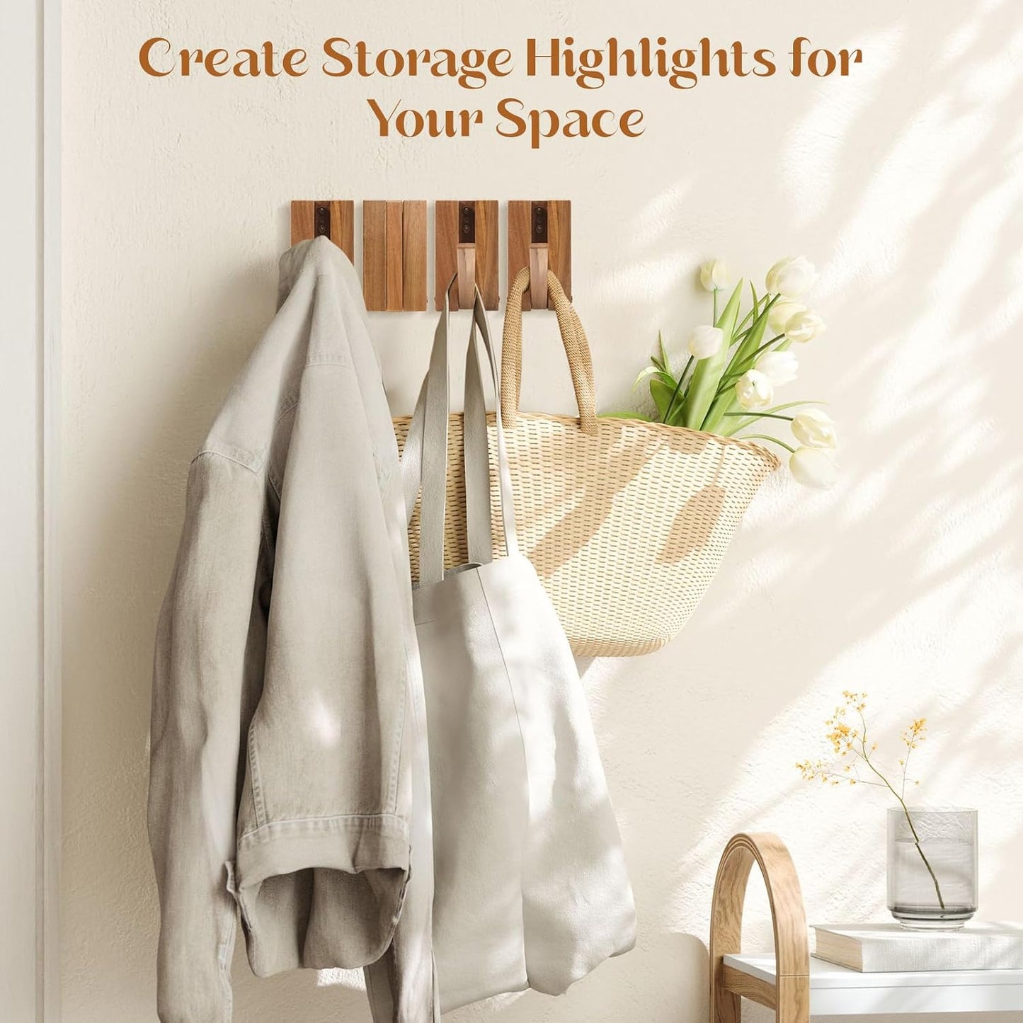 Stylish Wall-Mounted Coat Hat Hooks & Key Holder