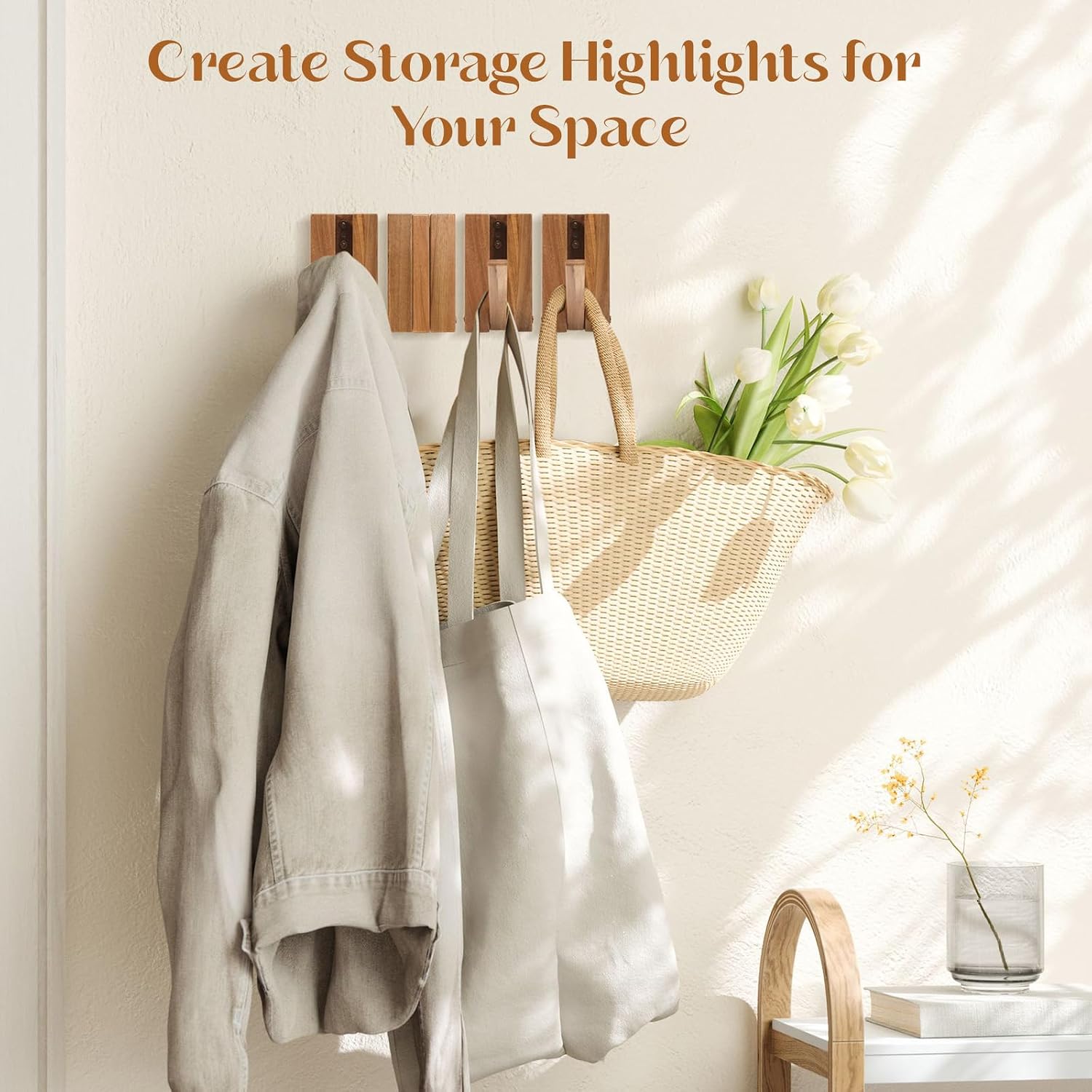 Stylish Wall-Mounted Coat Hat Hooks & Key Holder