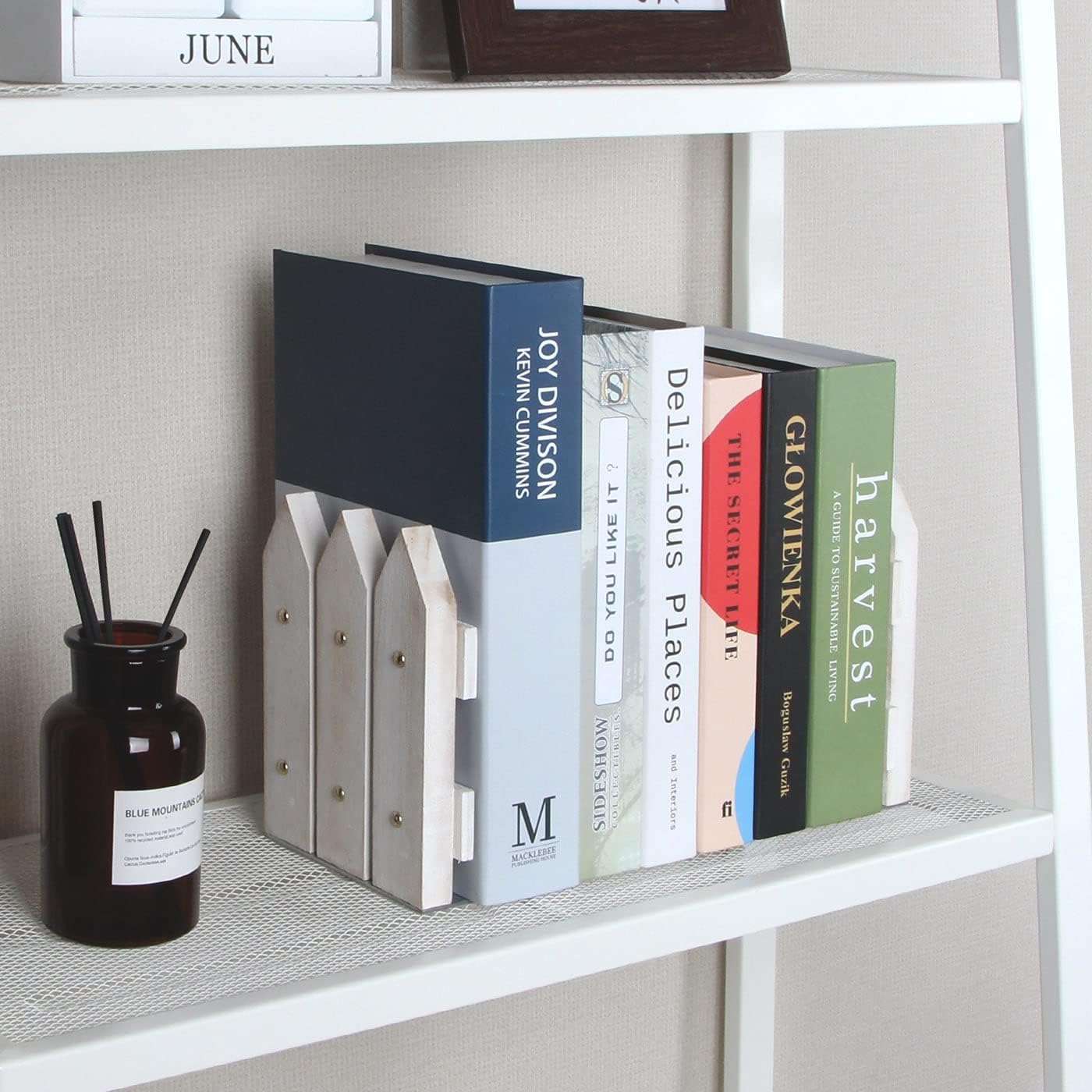 Rustic Wood Bookends / White / Set of 2