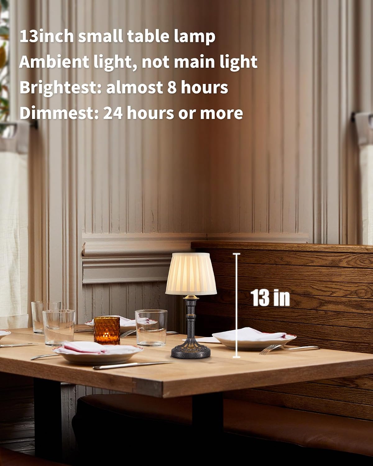 KDG Mottled Silver Cordless Table Lamps Set of 2, Beige Fabric Shade Light | 2700K Stepless Dimmable 4000mAh Battery