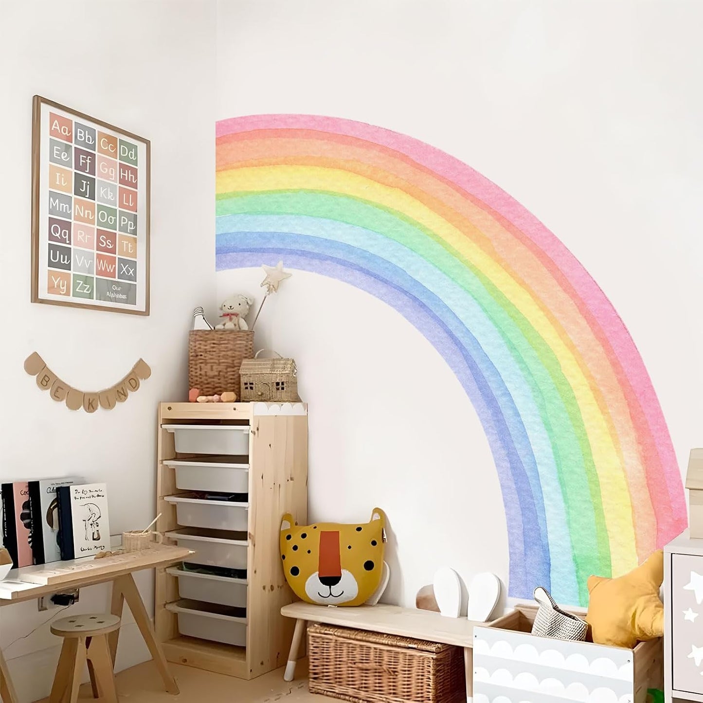 Large Rainbow Wall Stickers / Pastel Pink / 55 x 63
