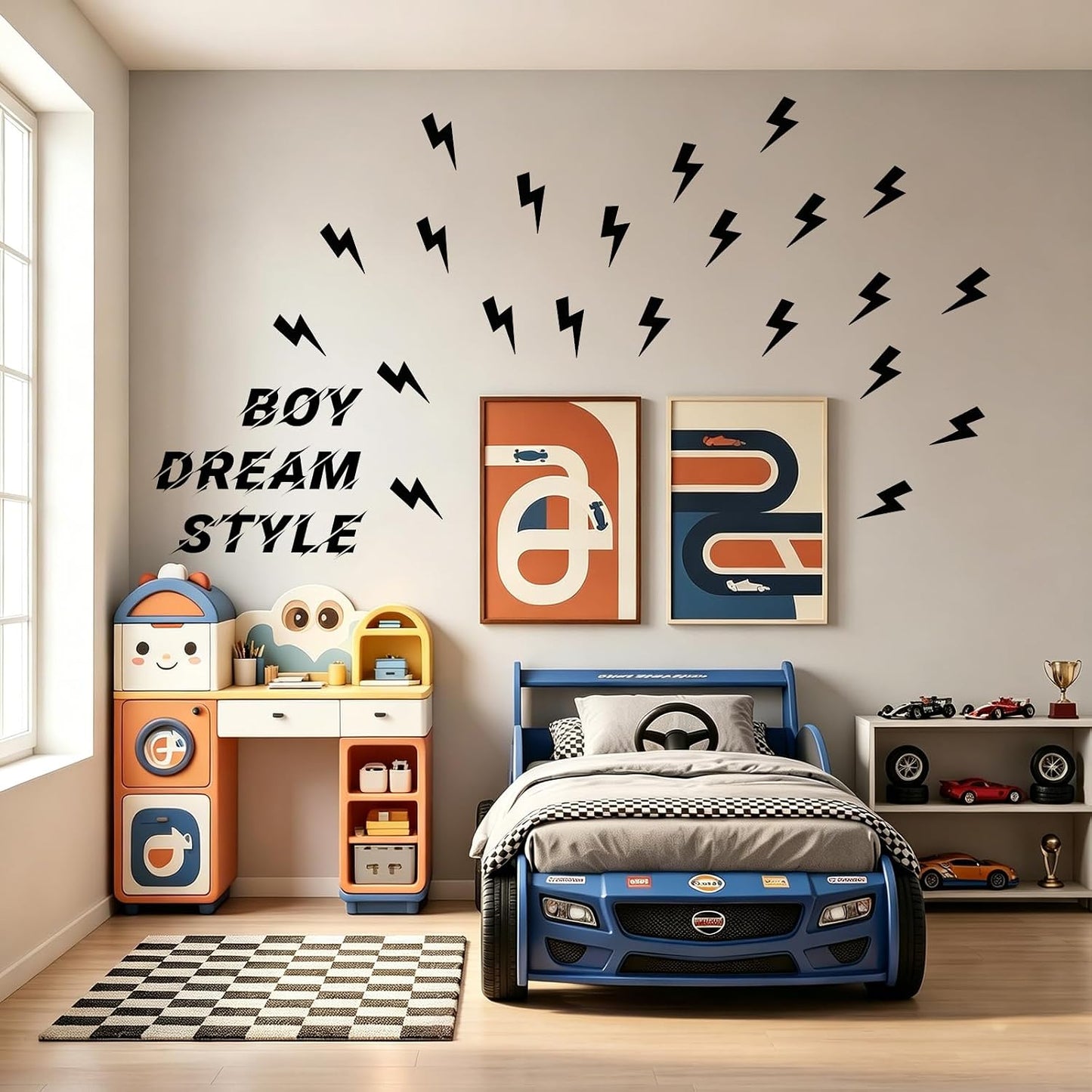 Lightning Bolt Wall Decals / Black / Set of 320