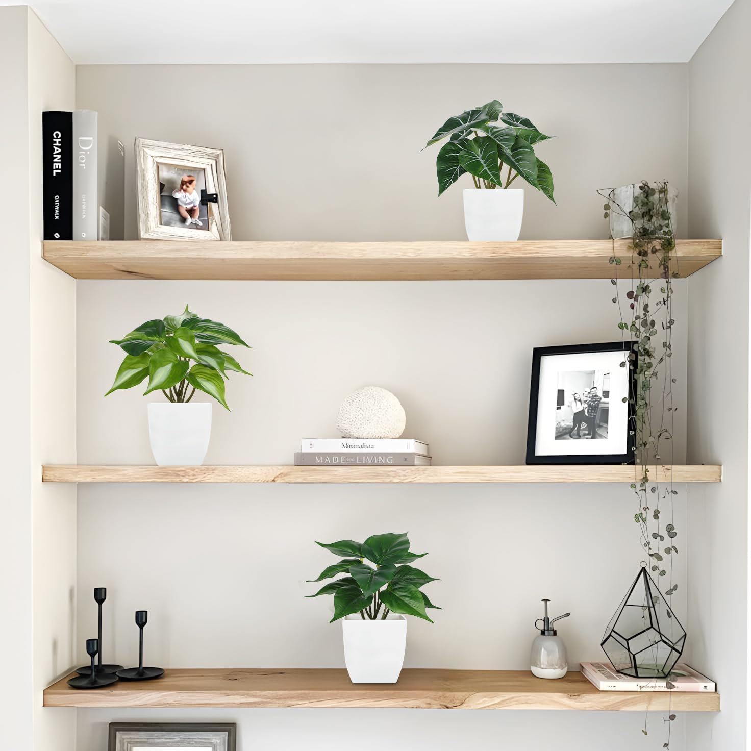 Fake Plants Potted Artificial Plants / Type#3 / White / Set of 6