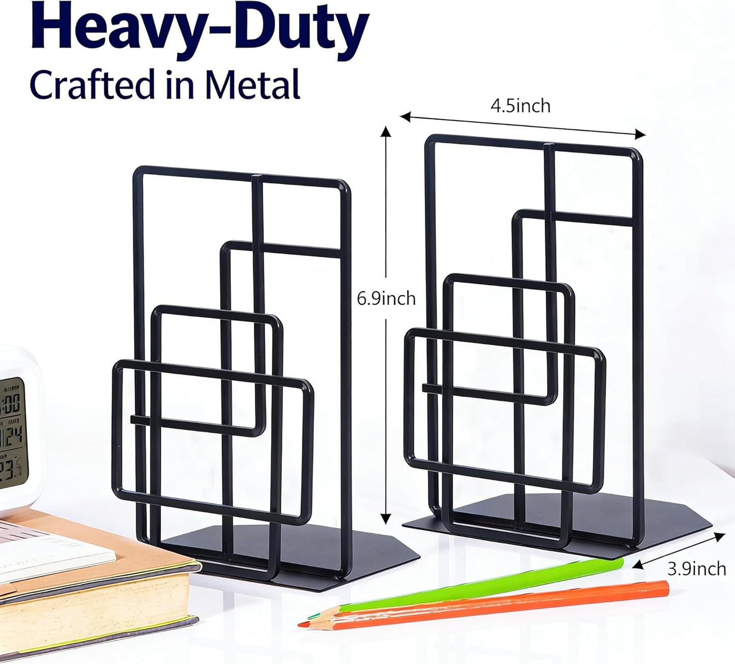 Decorative Bookends / Book Ends Heavy Duty / Black