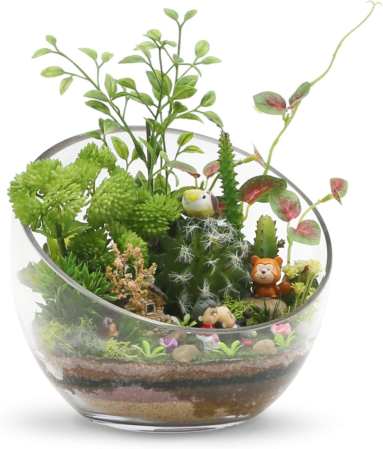 Slant Cut Bowl Glass Vase / Slant Bowl 6"H / Clear / 6 x 2.7