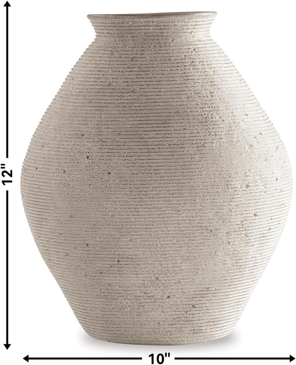 Hannela " Modern Distressed Polyresin Vase / 12 Inch / Tan
