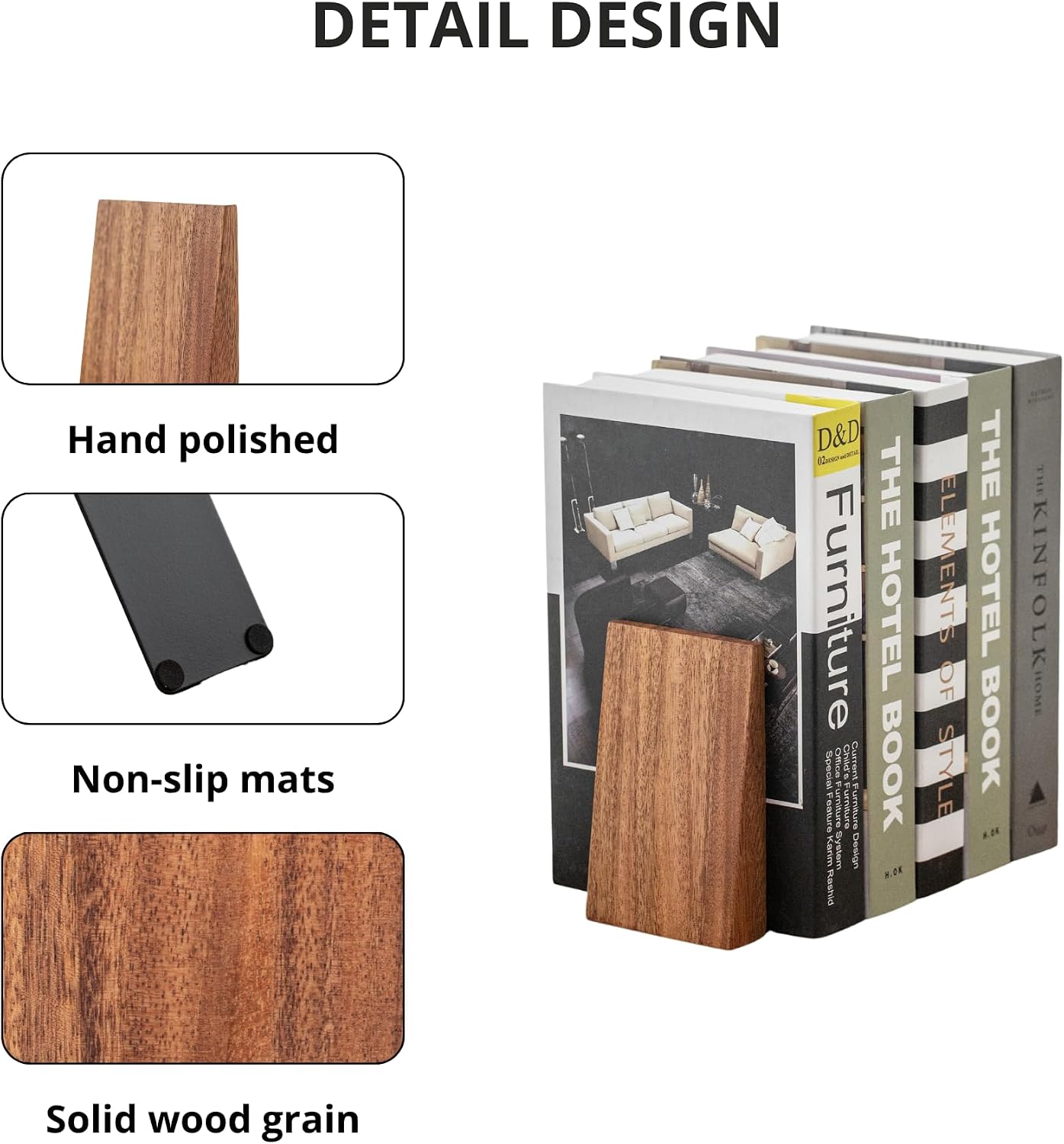 Thickened Wooden Bookends for Heavy Books / Brown