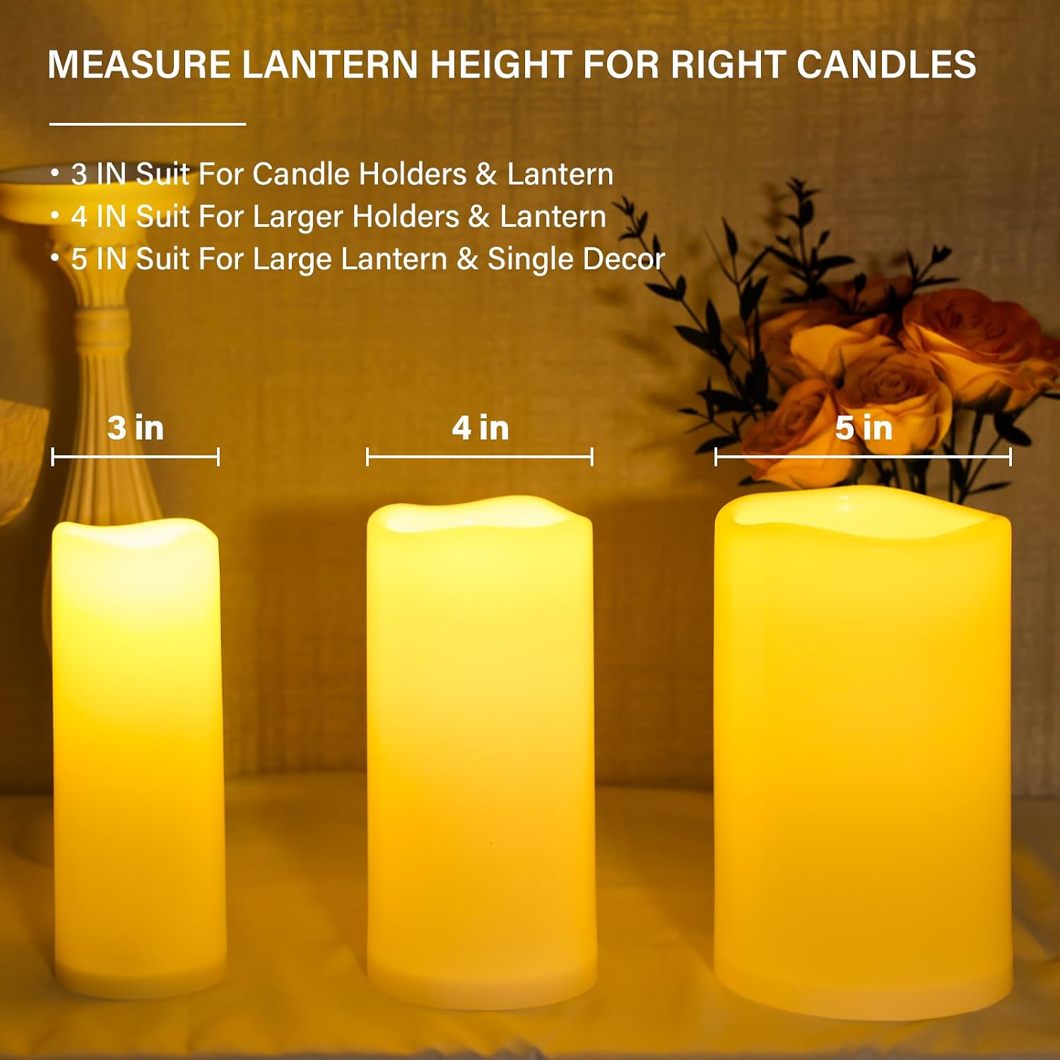 NURADA Large Outdoor Flameless Candles 10" x 4" - Waterproof LED Pillar Flickering Candle Battery Operated with Timer