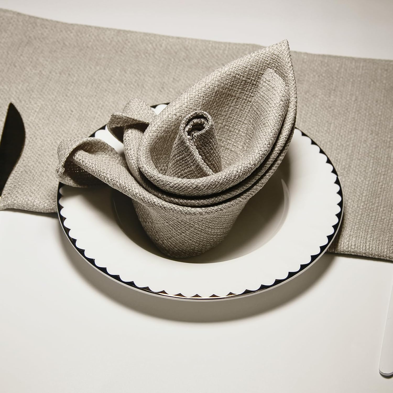 BALCONY & FALCON Rectangle Table Cloth Waterproof Beige 17.7"x17.7" 12pcs | Cloth Napkins Set of 12 Washable Linen