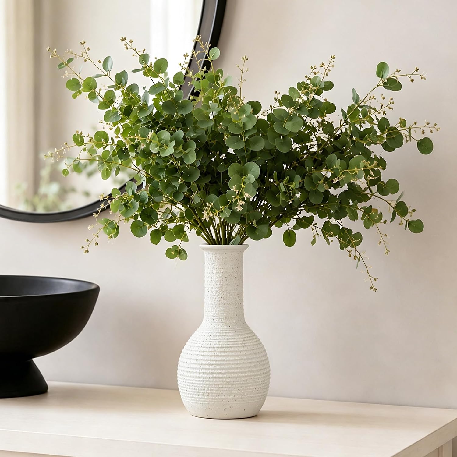 Ceramic Flower Vase Home Decor White Small Vase Decorative Table Farmhouse Vases / Modern White-v15