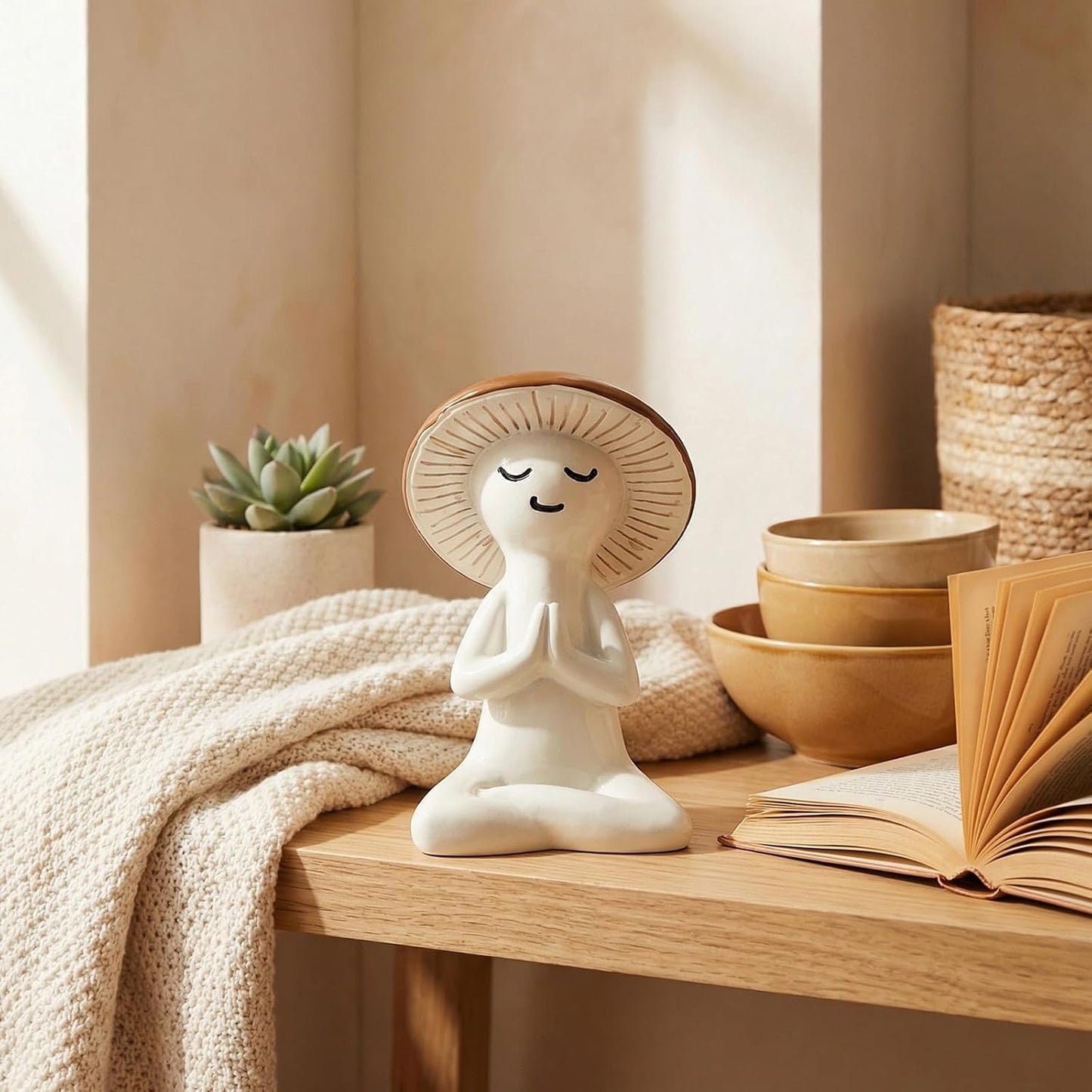 Meditation Mushroom Statue / Brown / Set of 3