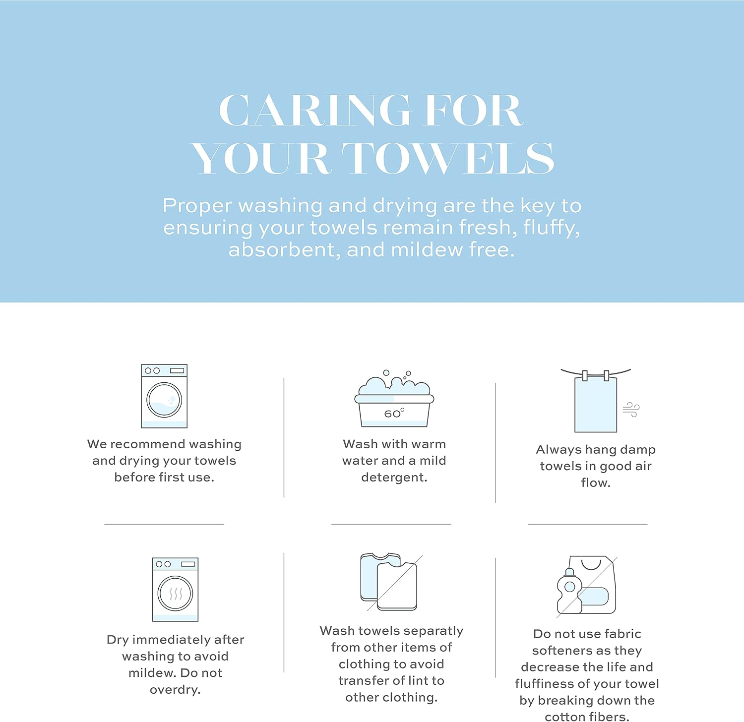 White Classic Luxury Light Blue Hand Towels - Soft 100% Turkish Cotton | Highly Absorbent Hotel spa Bathroom Towel
