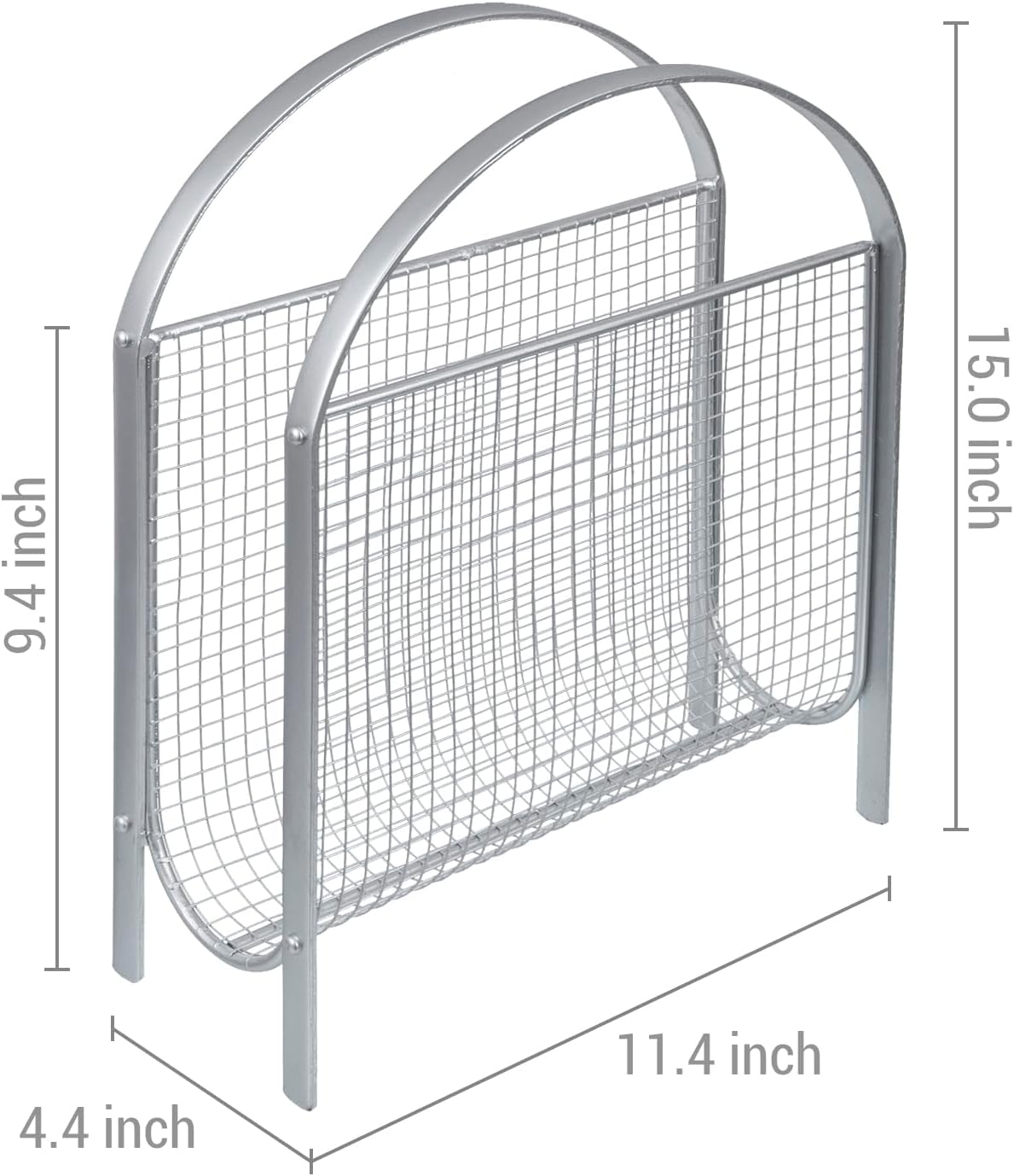 MyGift Mid-Century Silver Metal Mesh Magazine Rack, Freestanding Holder | Mid-century inspired silver mesh rack keeps