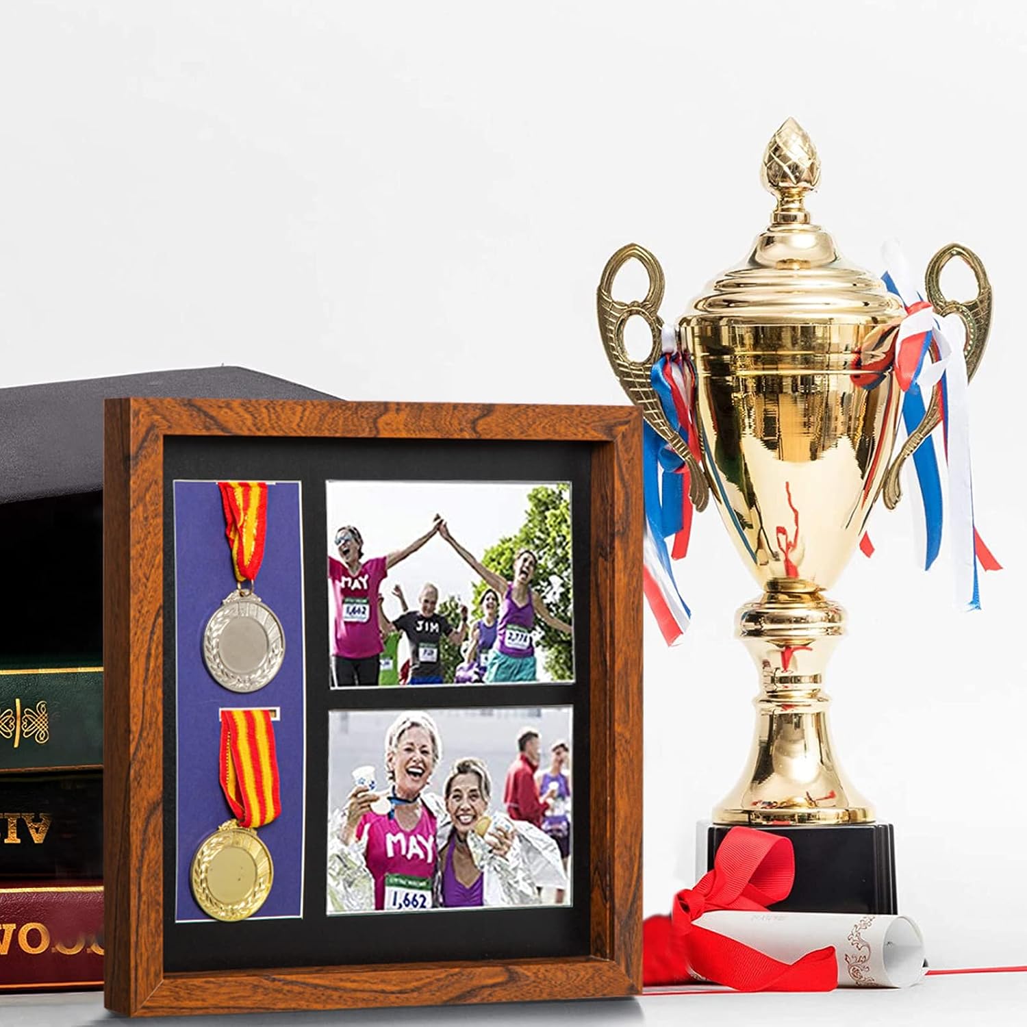 IHEIPYE Medal Display Shadow Box - Single Medal Display case - Perfect Medal Display for Runners, Marathon, Race