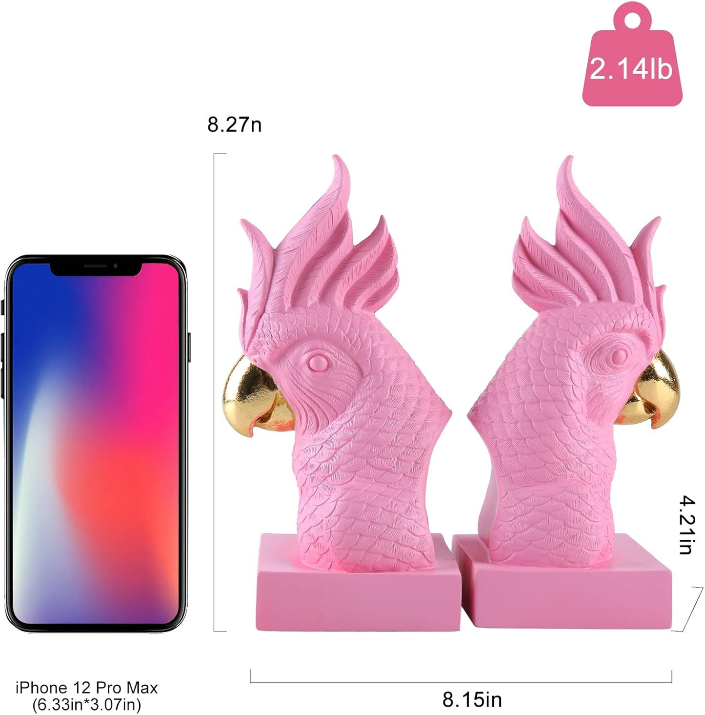 Parrot Decorative Bookends / Pink / Set of 2