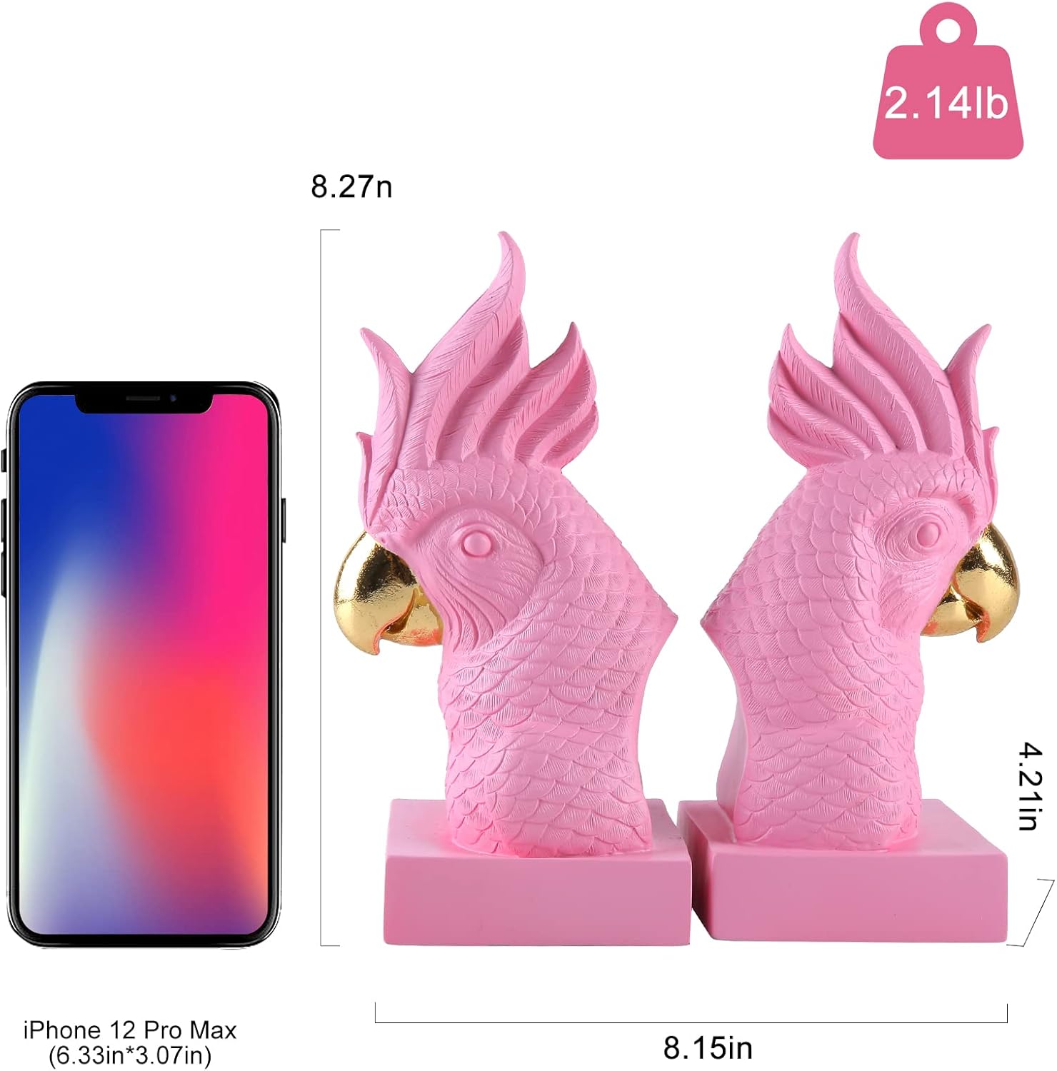 Parrot Decorative Bookends / Pink / Set of 2