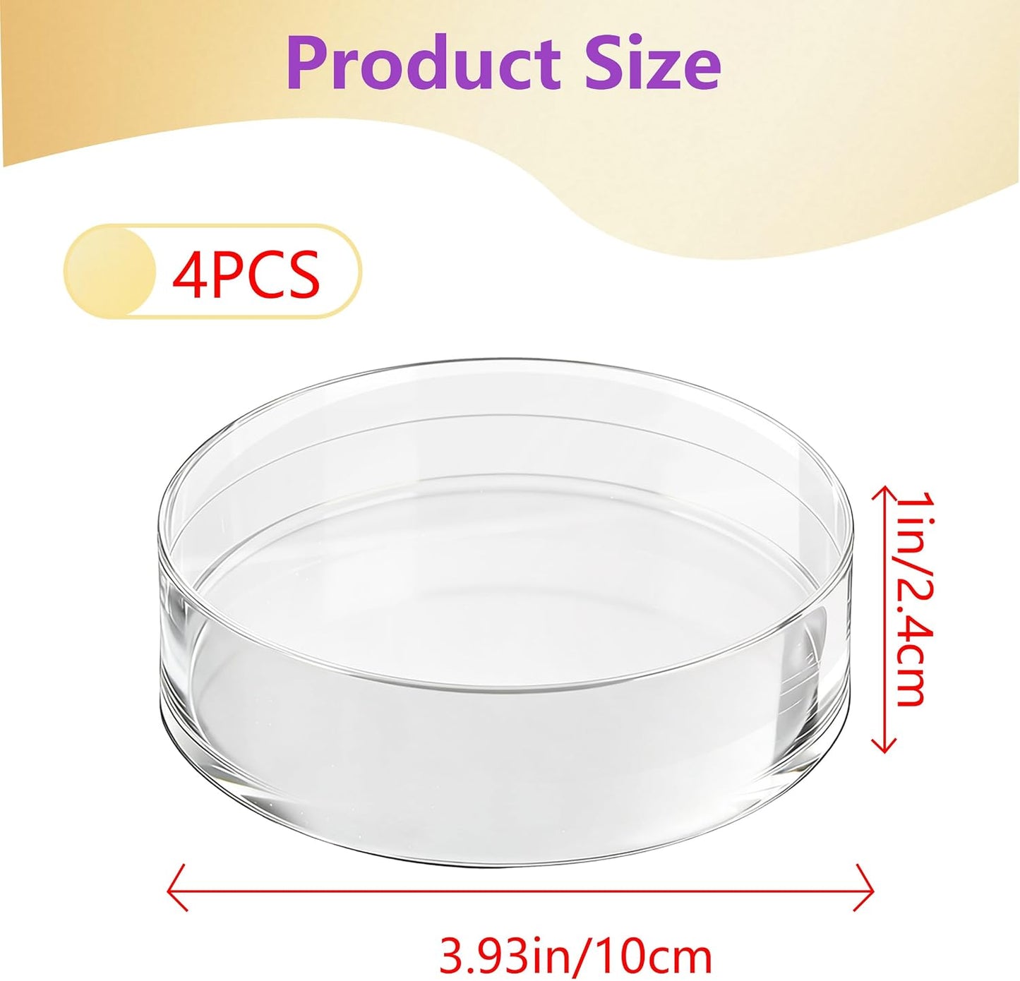 Diameter Acrylic cubes for display Polished display block / Round / Clear / 4 Inch / Set of 4