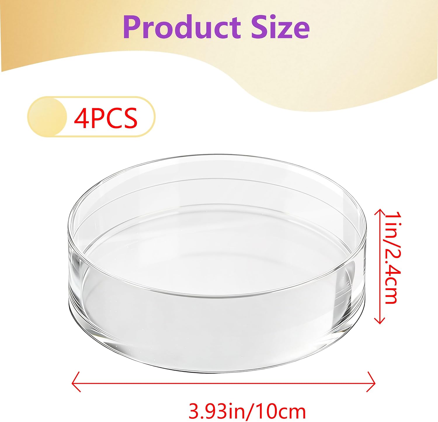 Diameter Acrylic cubes for display Polished display block / Round / Clear / 4 Inch / Set of 4