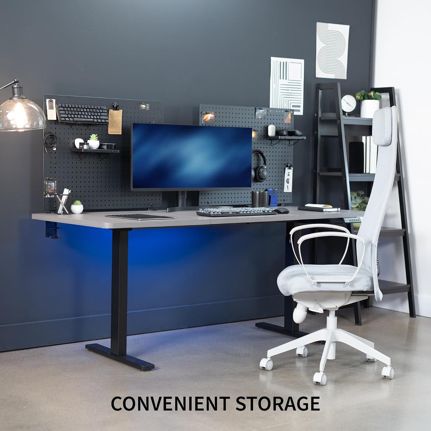 VIVO Black Clamp-on 60 x 24 inch Desk Pegboard, PP-DK30B-2 | Steel Privacy Panel, Magnetic Peg Board, Office Accessory