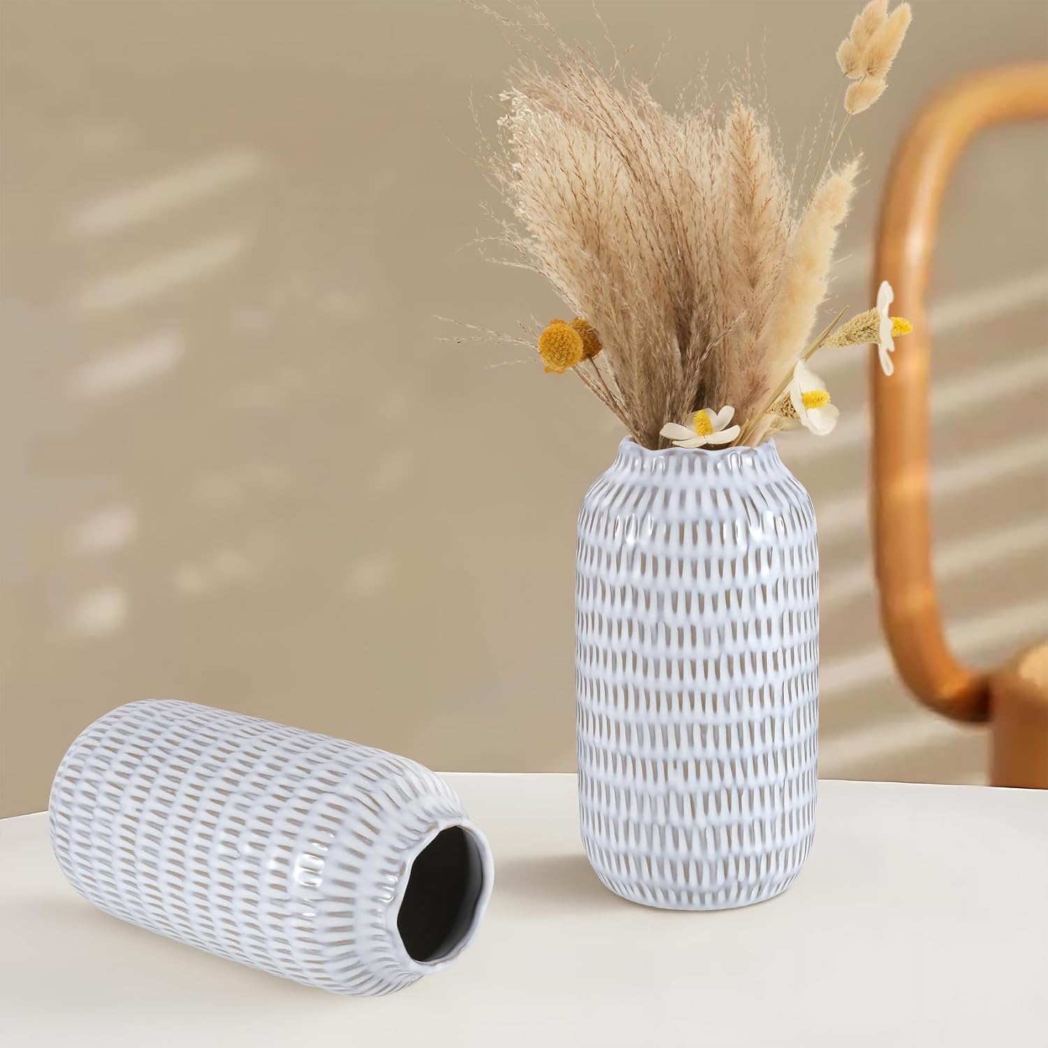 Ceramic Vase for Flowers / Glaze White